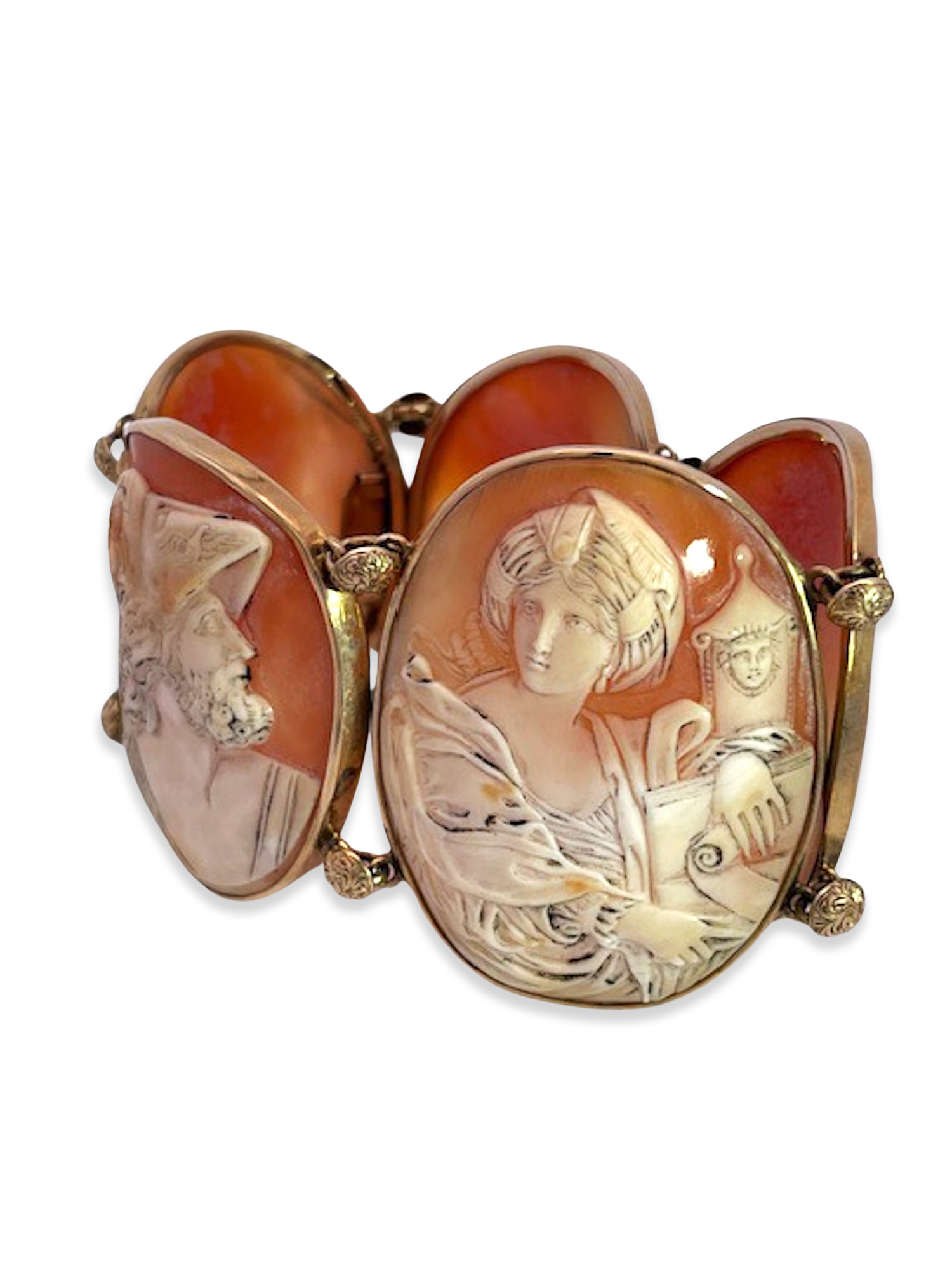 Ornate gold bracelet with cameos