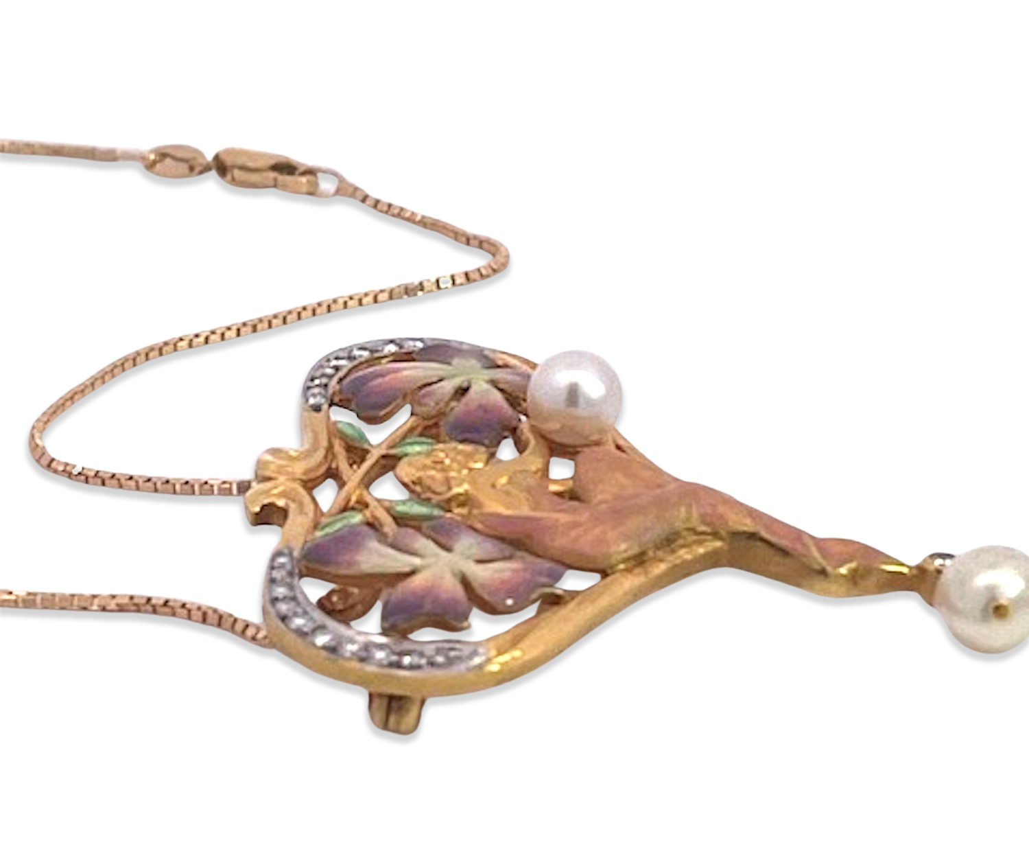 Signed Masriera pendant with enamel