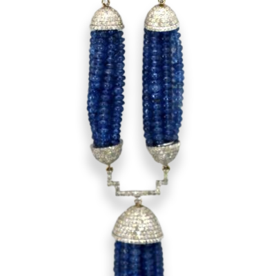 Blue gemstone tassel pendant