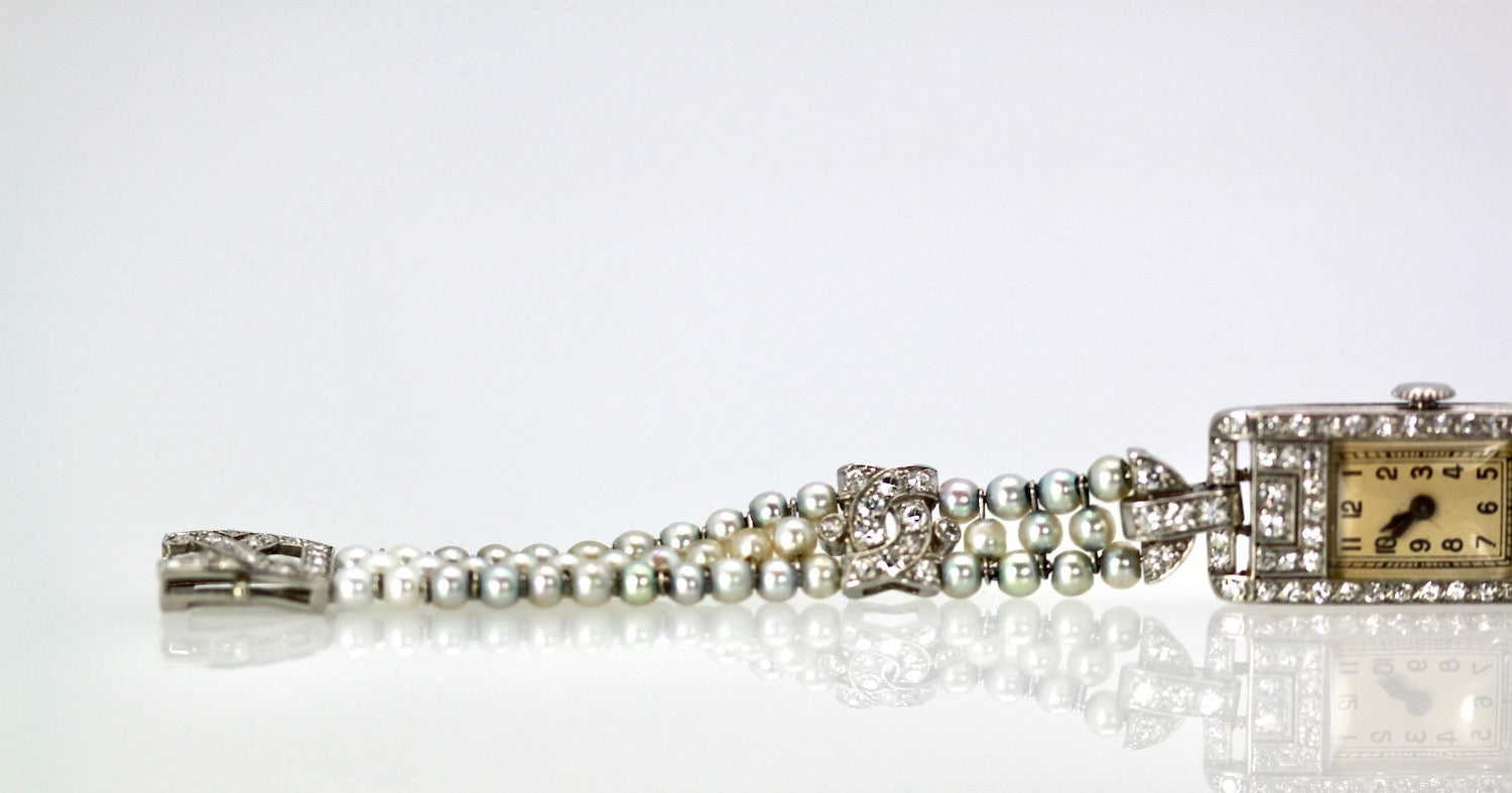 Seed pearl ladies watch