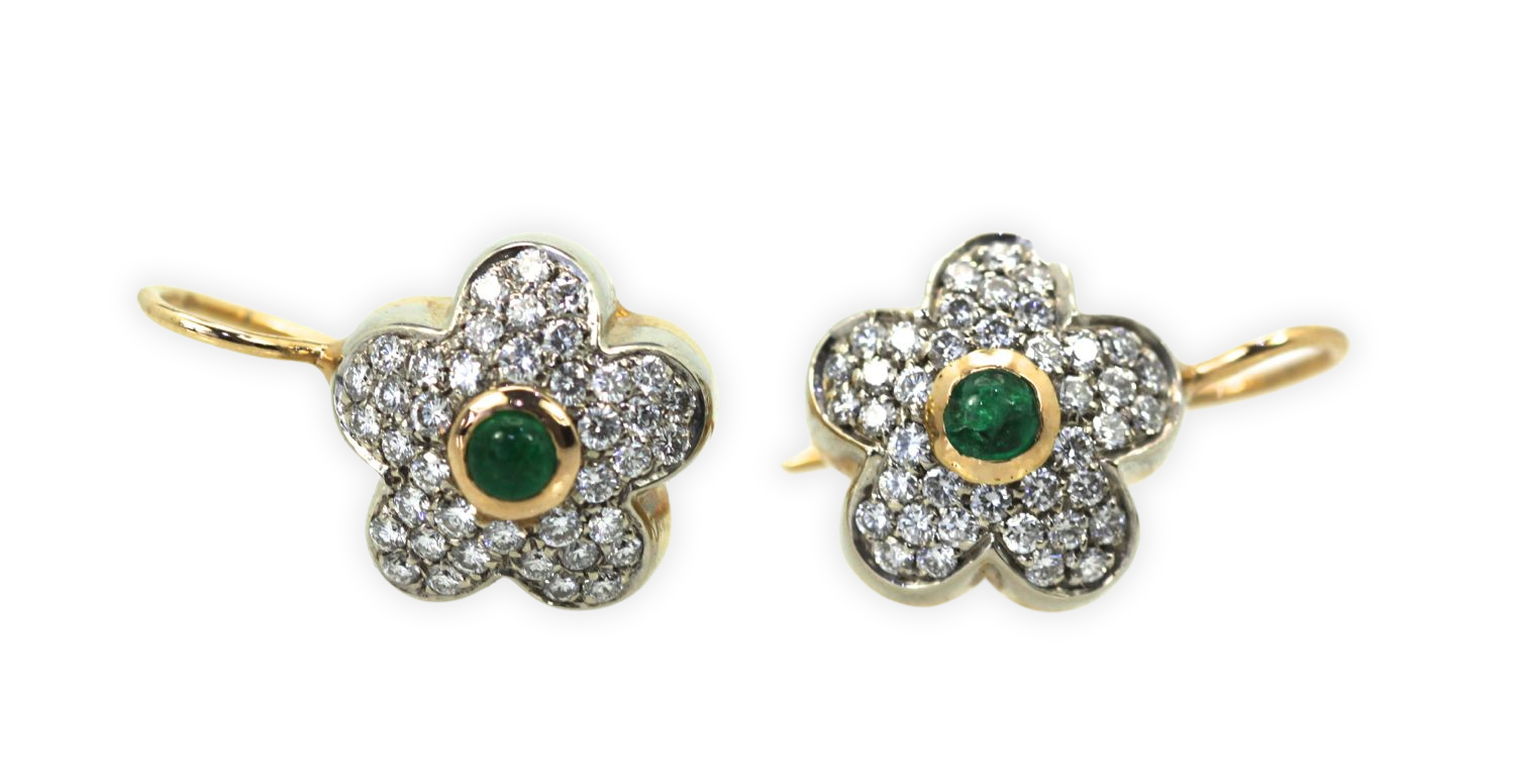 Diamond Emerald Gold Earrings