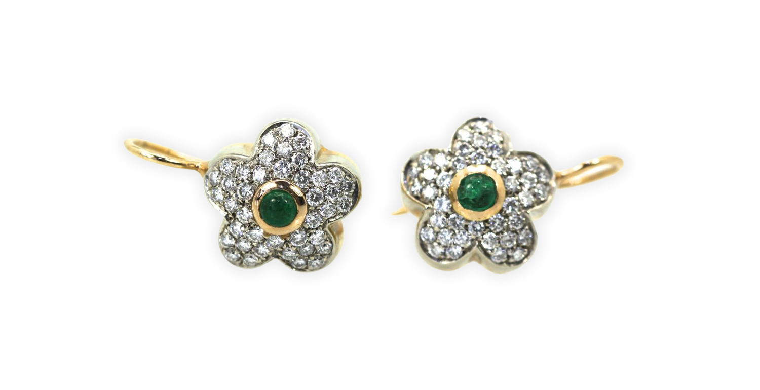 Diamond Emerald Gold Earrings