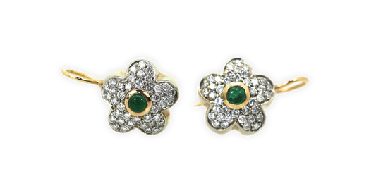 Diamond Emerald Gold Earrings