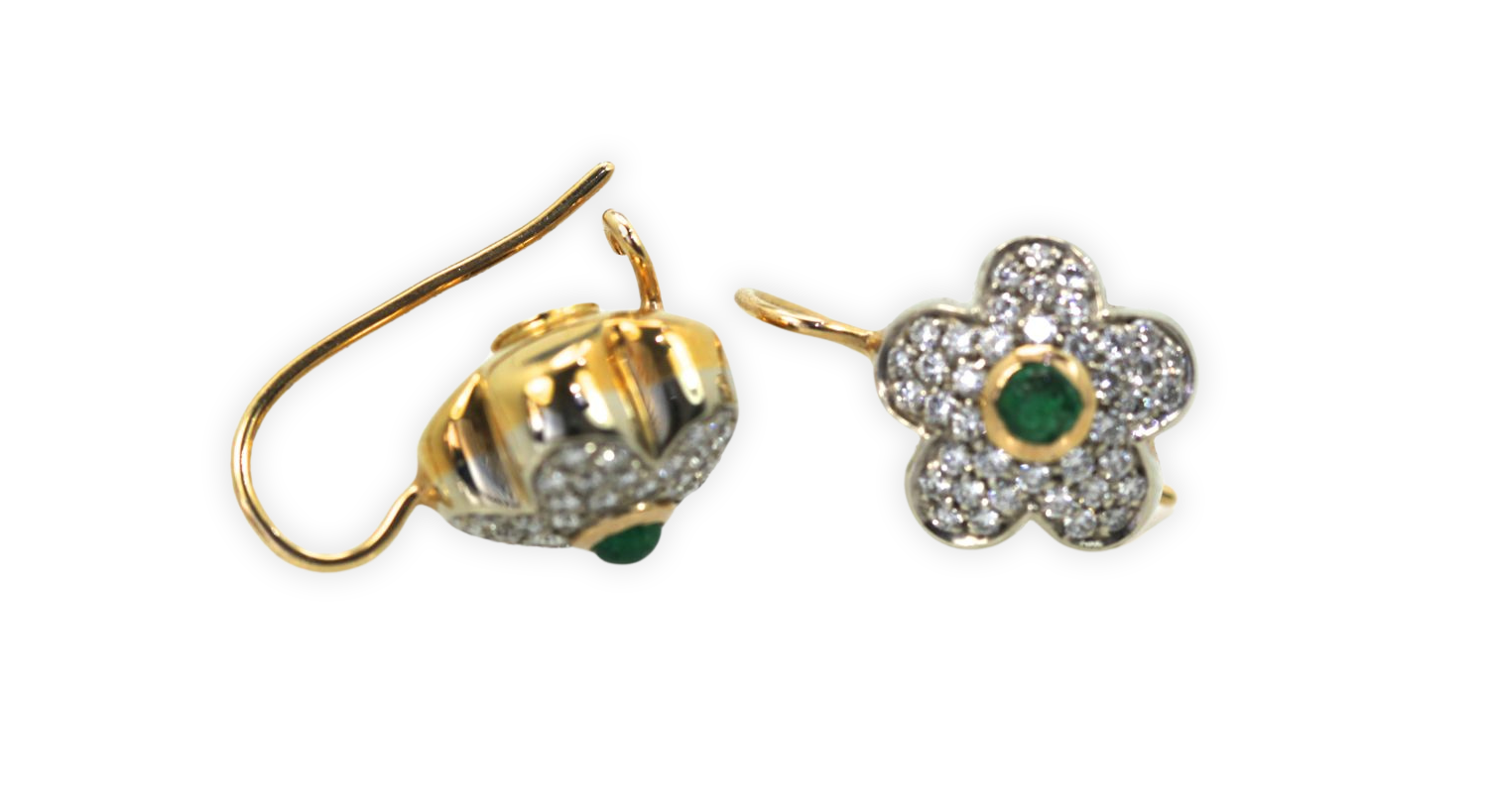 Diamond Emerald Gold Earrings
