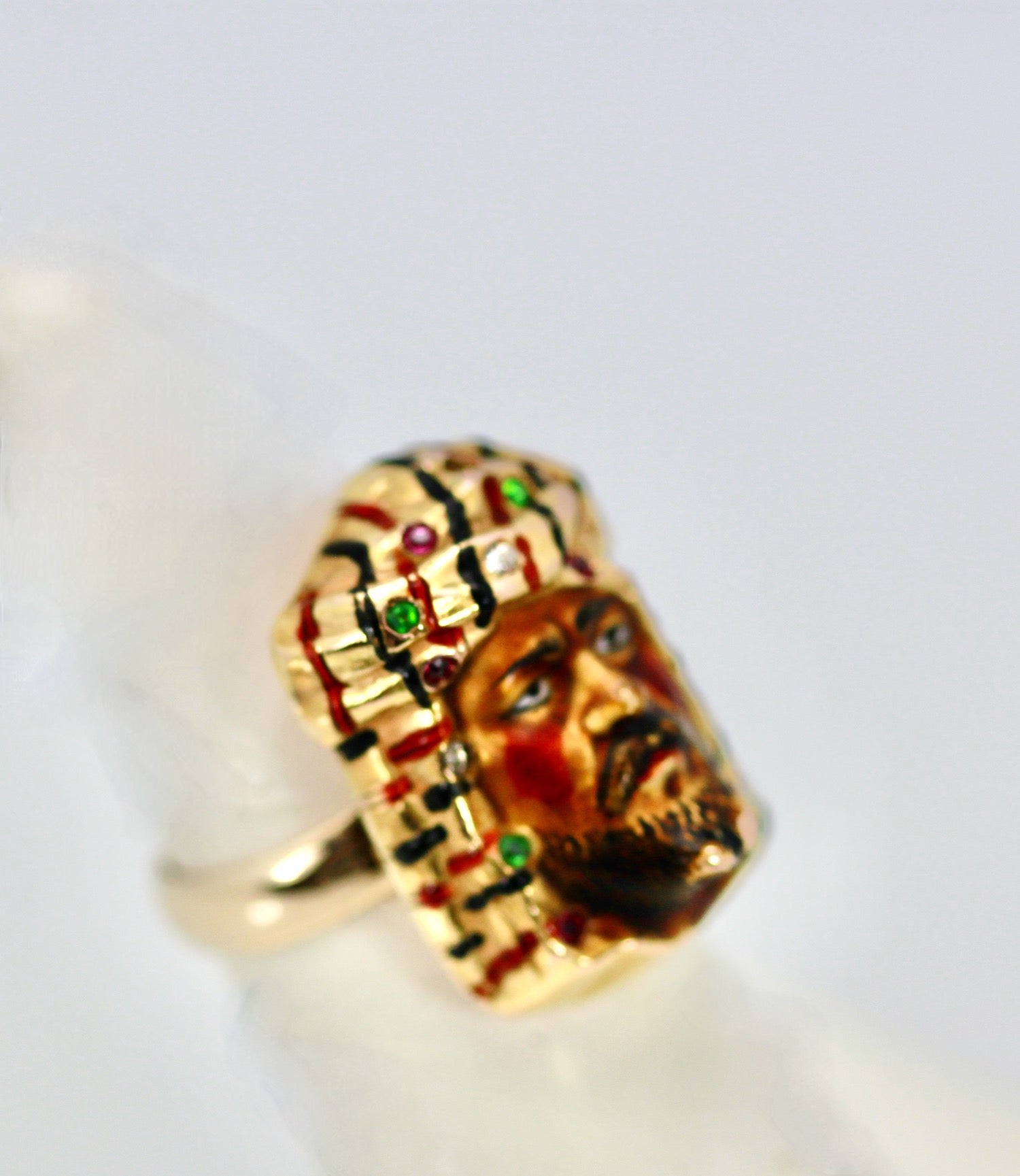 14K enamel portrait ring