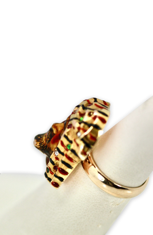 14K enamel portrait ring