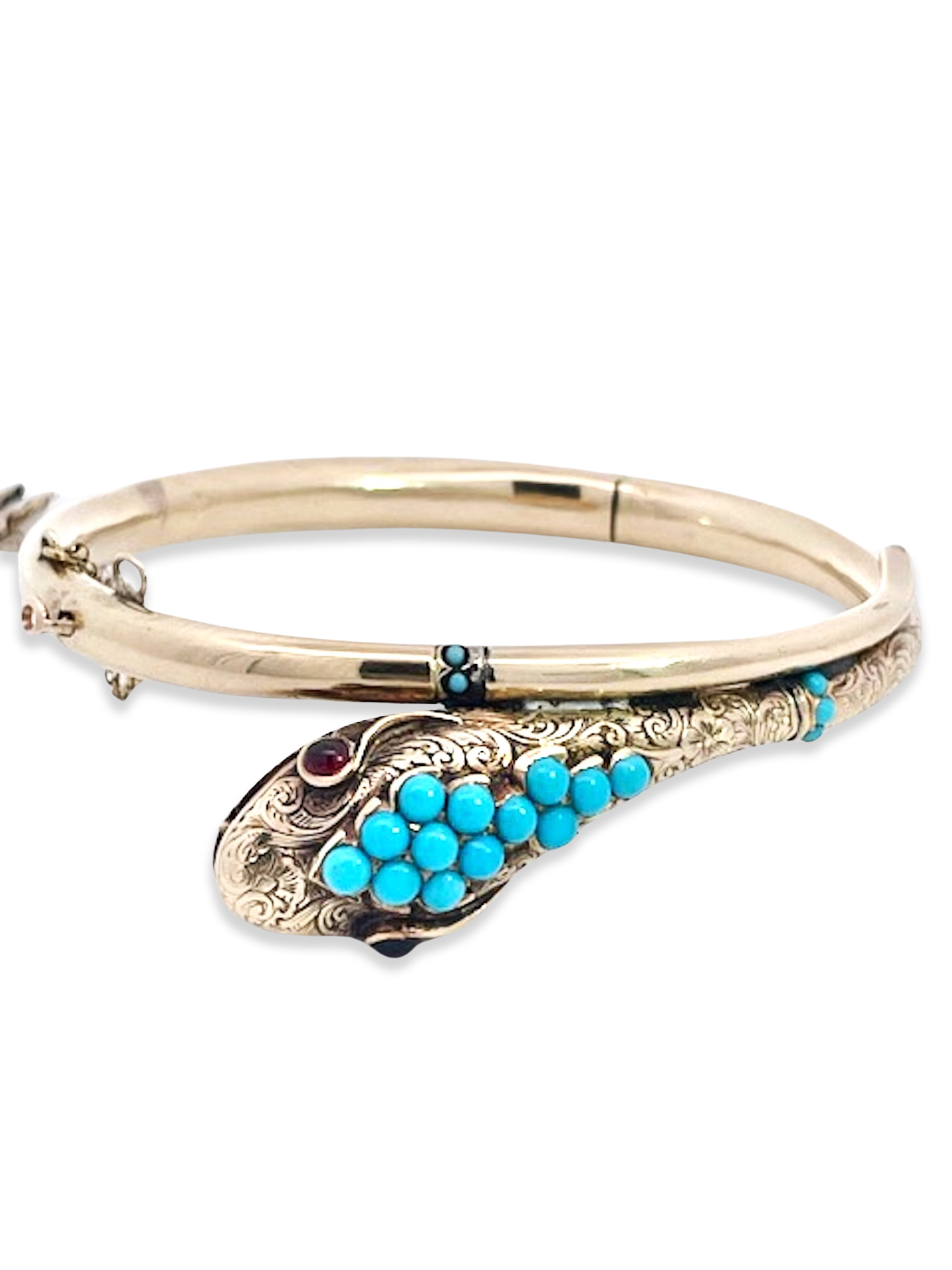 Turquoise Snake Bracelet with Garnet Eyes