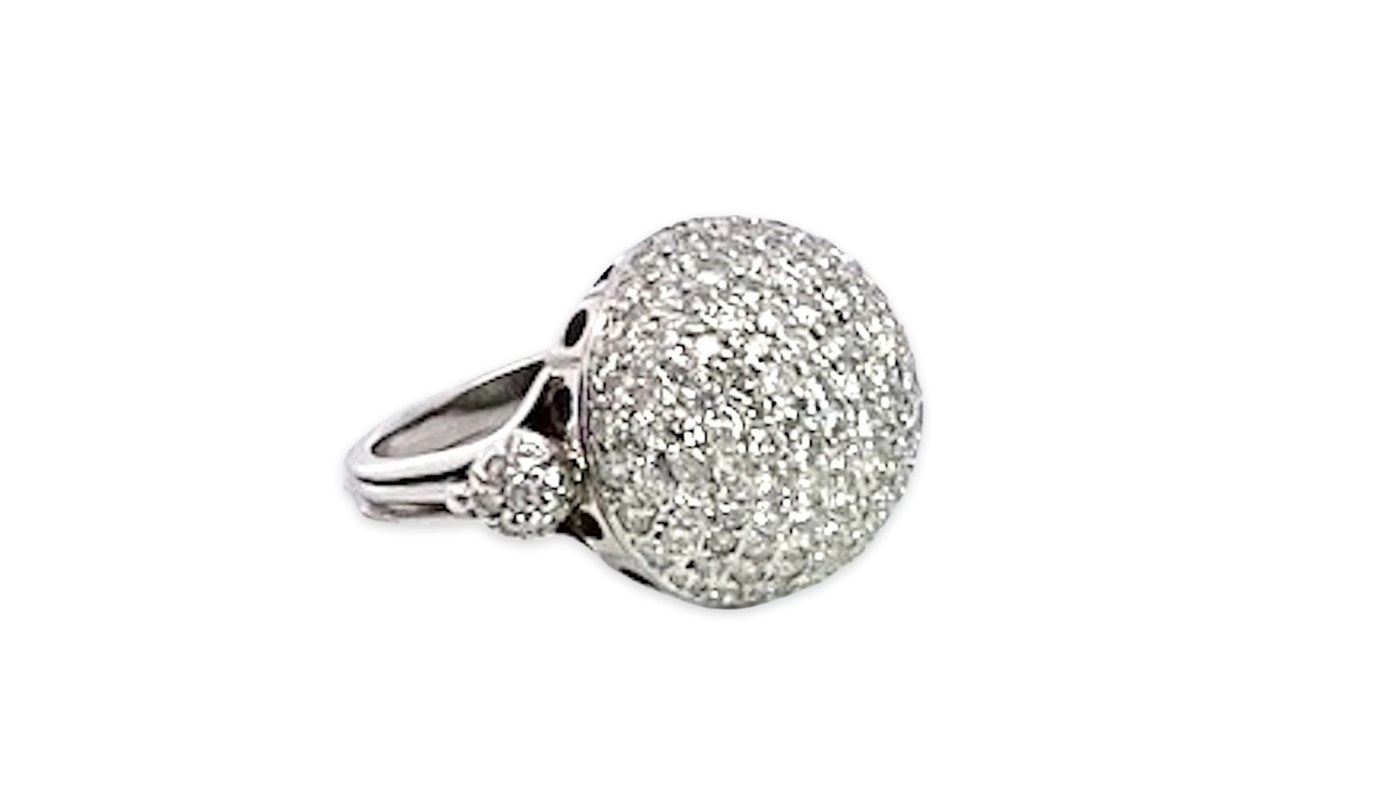 18K White Gold Diamond Boule Ring 3.95 Carats