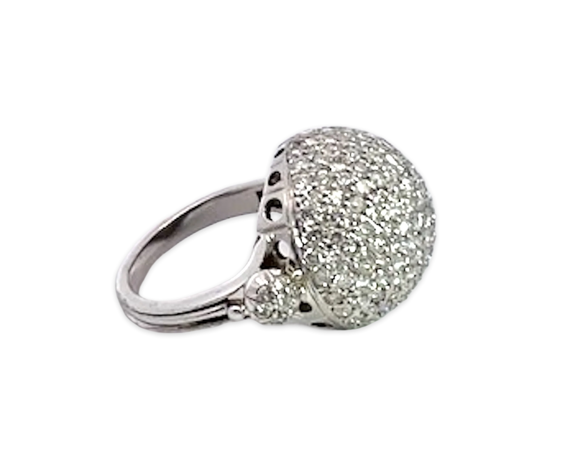 18K White Gold Diamond Boule Ring 3.95 Carats