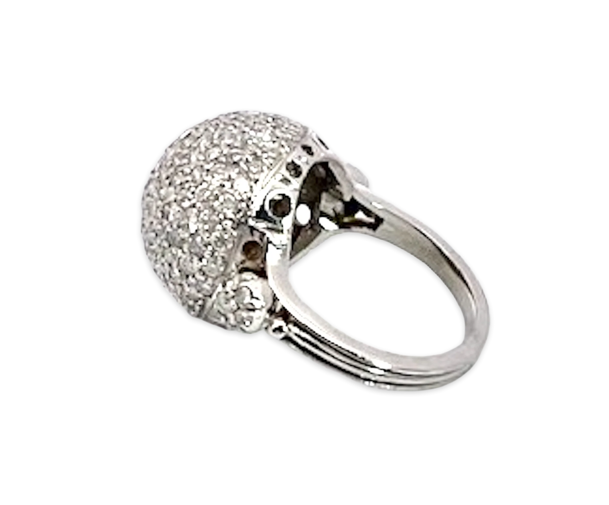 18K White Gold Diamond Boule Ring 3.95 Carats