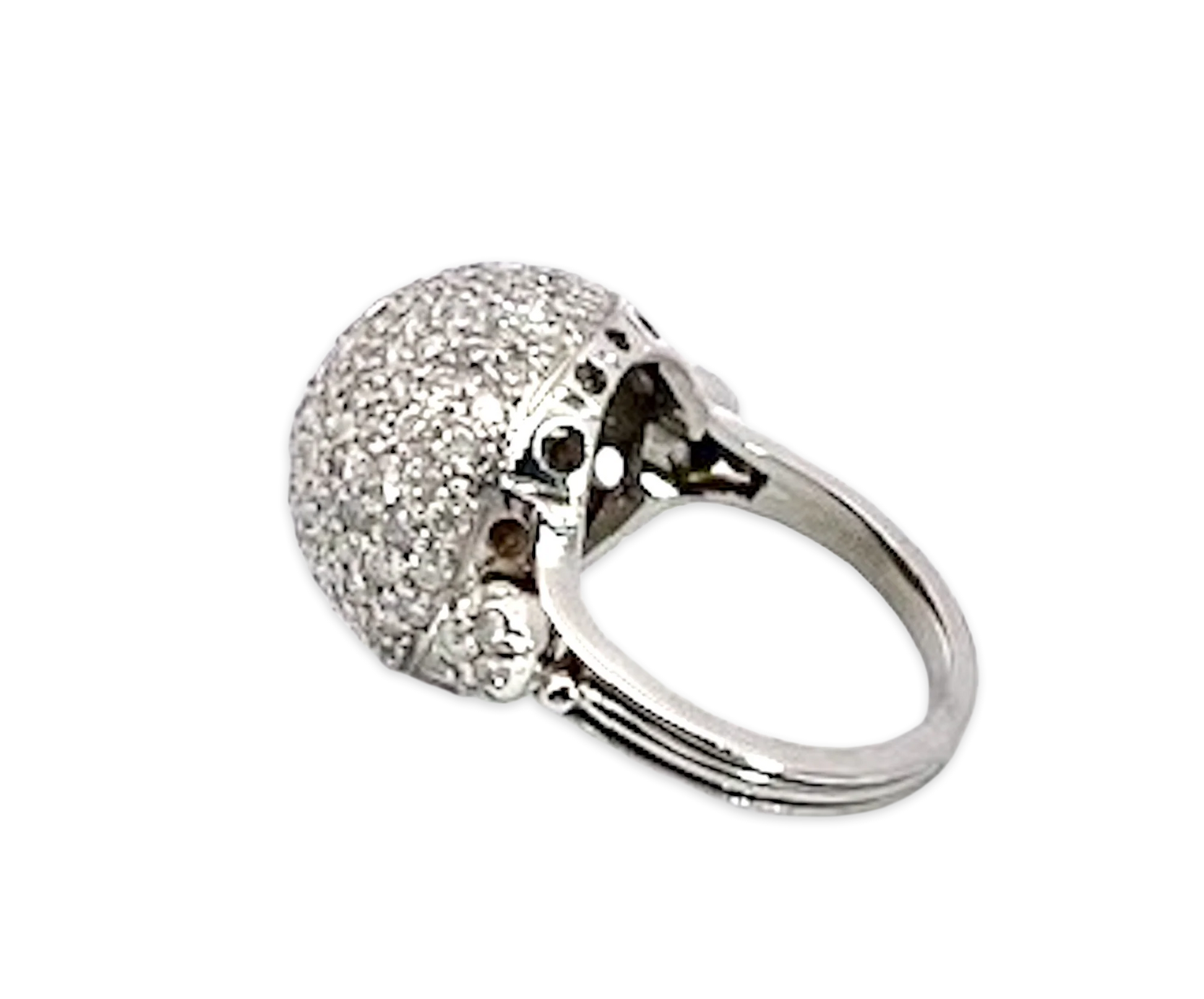 18K White Gold Diamond Boule Ring 3.95 Carats