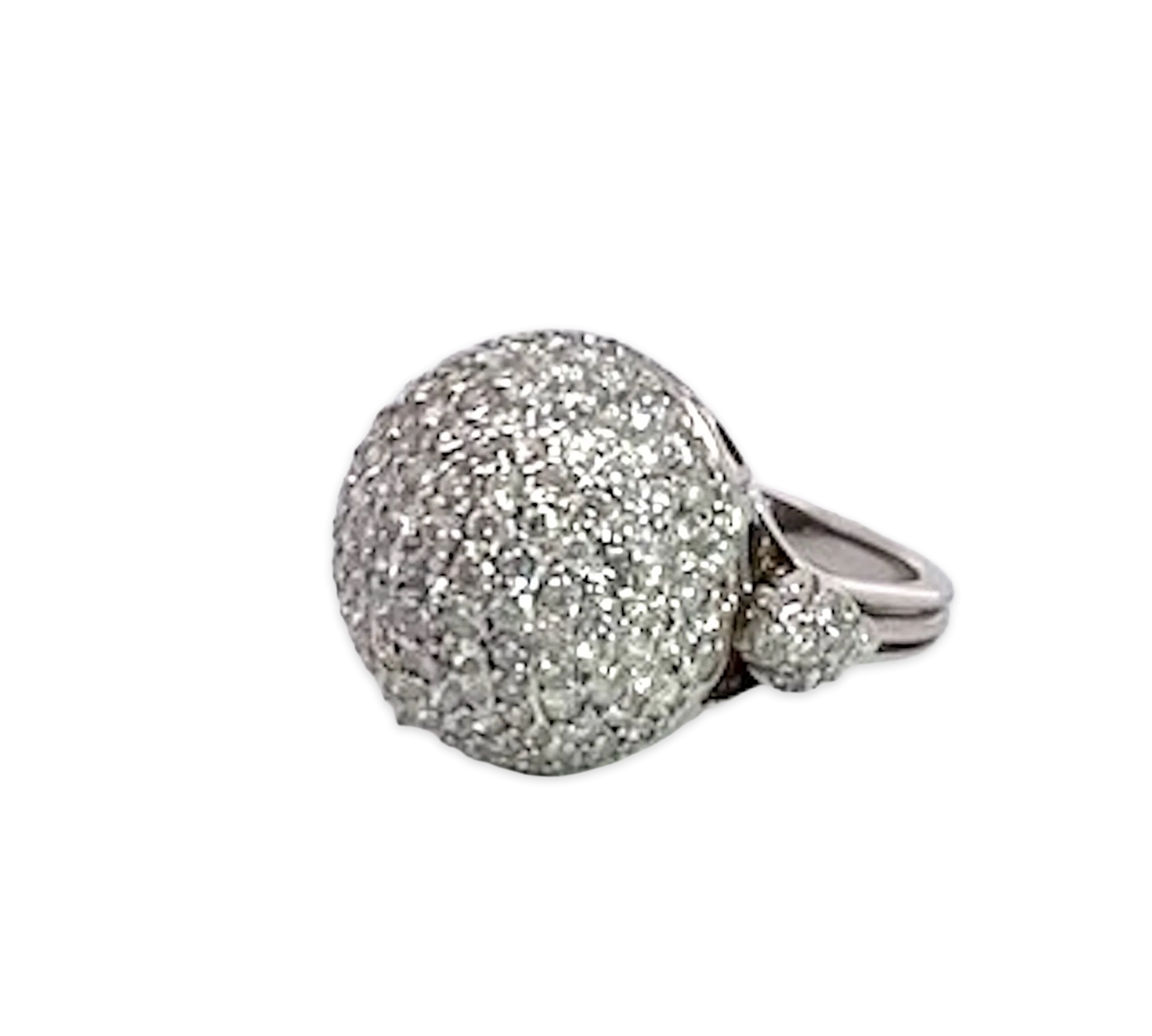 18K White Gold Diamond Boule Ring 3.95 Carats