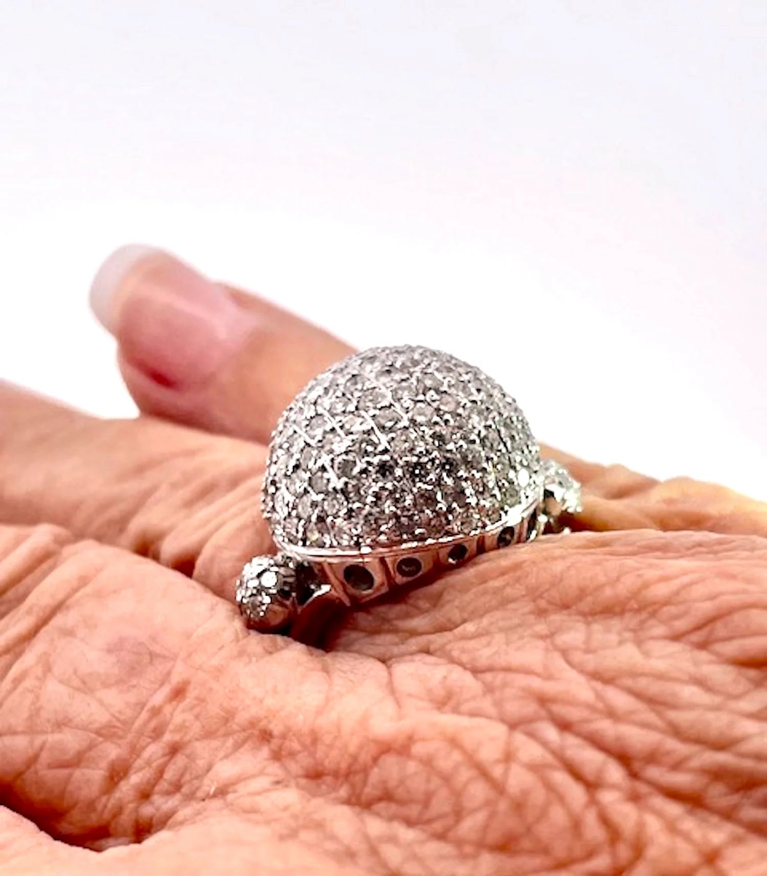 18K White Gold Diamond Boule Ring 3.95 Carats