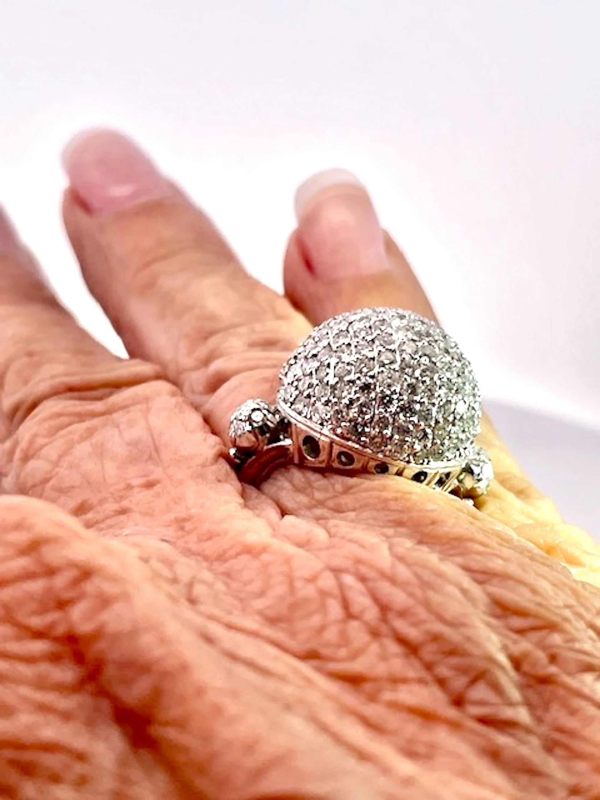 18K White Gold Diamond Boule Ring 3.95 Carats