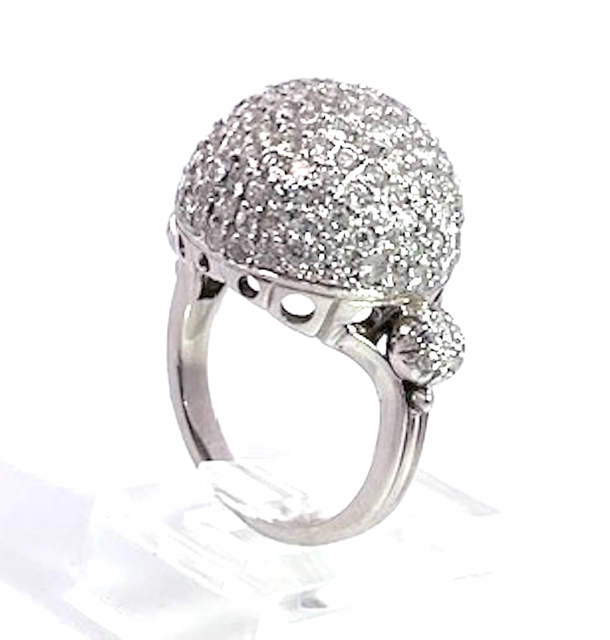 18K White Gold Diamond Boule Ring 3.95 Carats