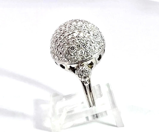 18K White Gold Diamond Boule Ring 3.95 Carats