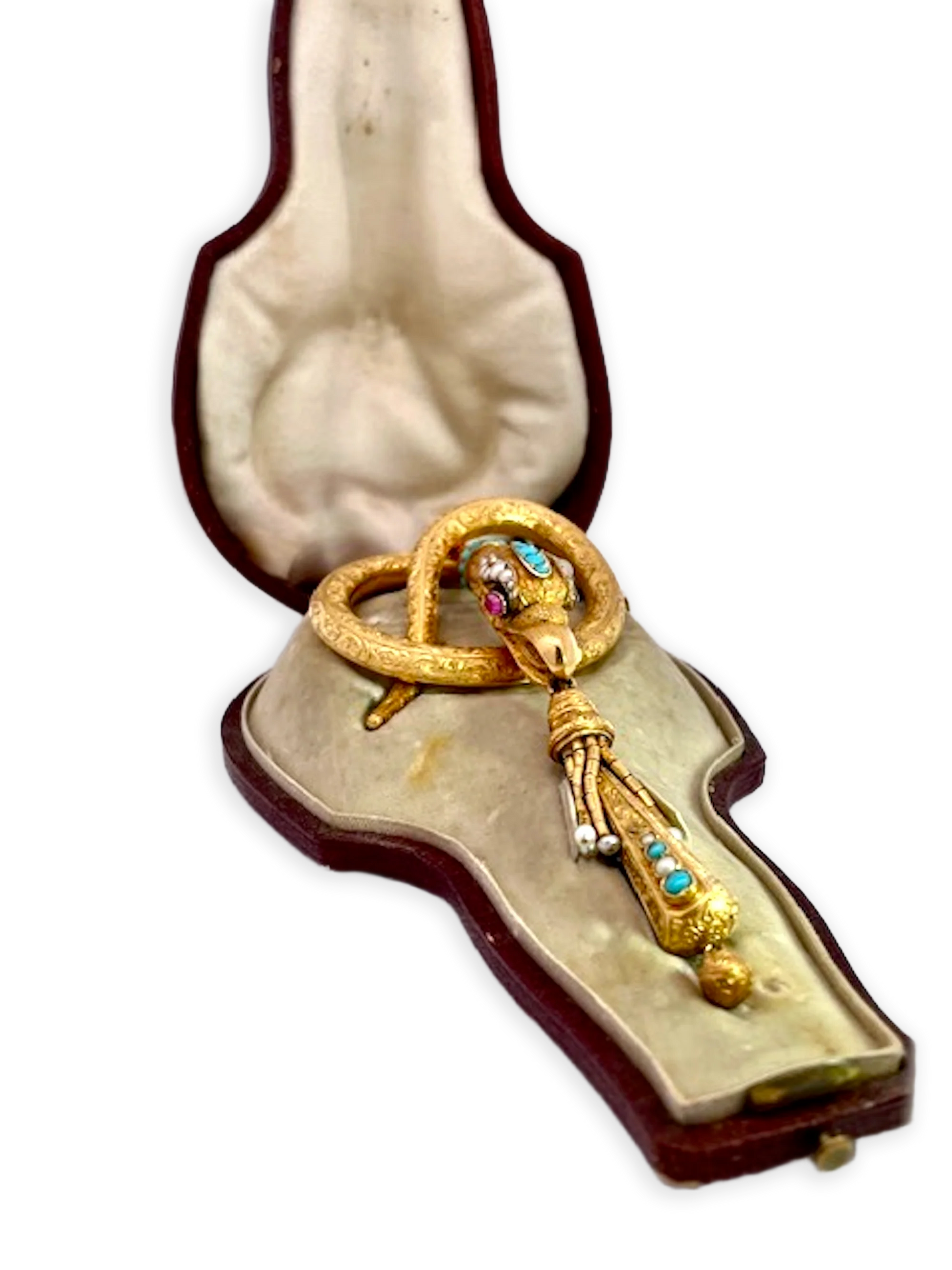 Snake Pendant Brooch 18K French