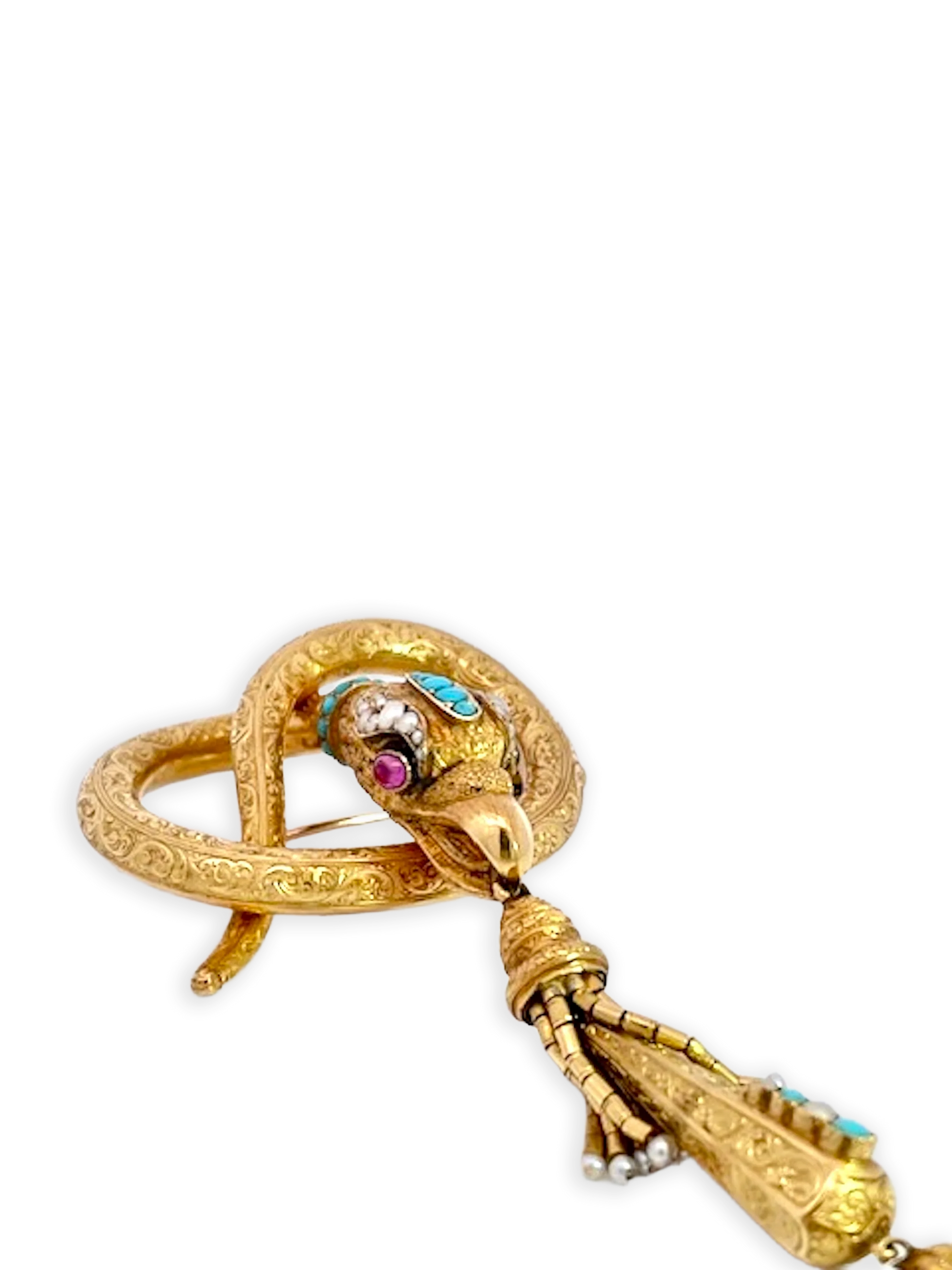Snake Pendant Brooch 18K French