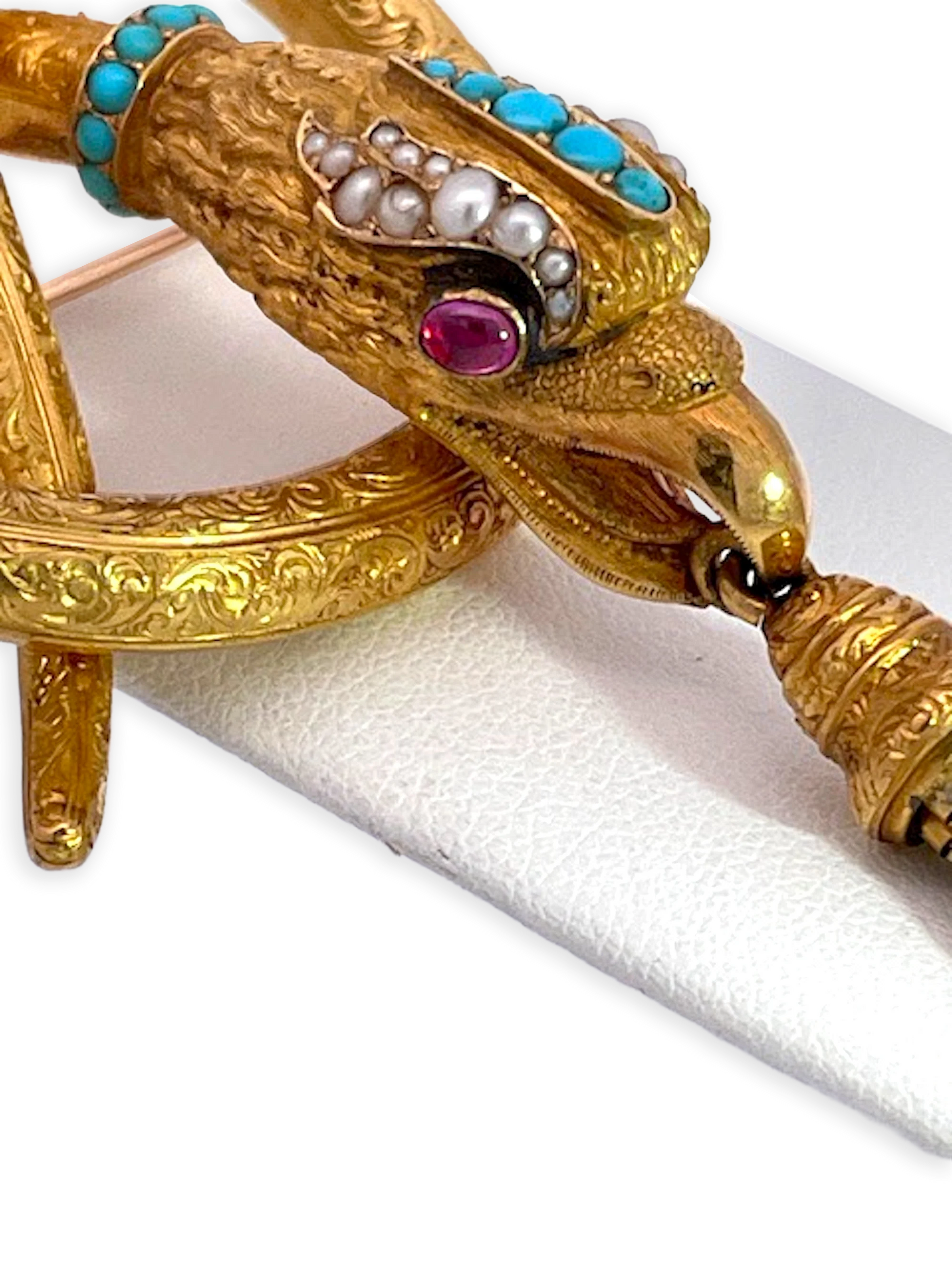 Snake Pendant Brooch 18K French