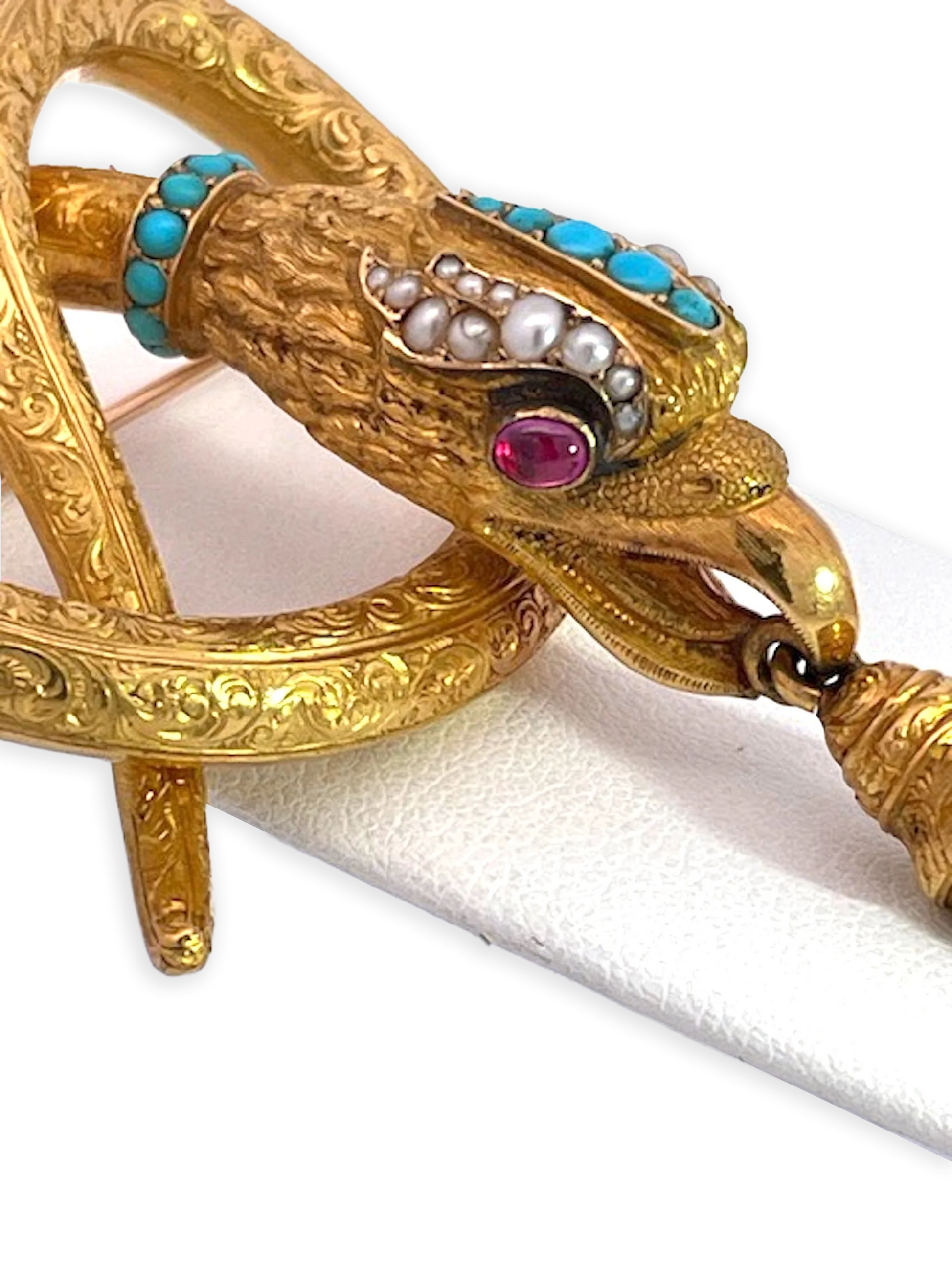 Snake Pendant Brooch 18K French