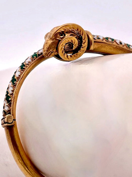 Enamel Ram Bracelet 9K