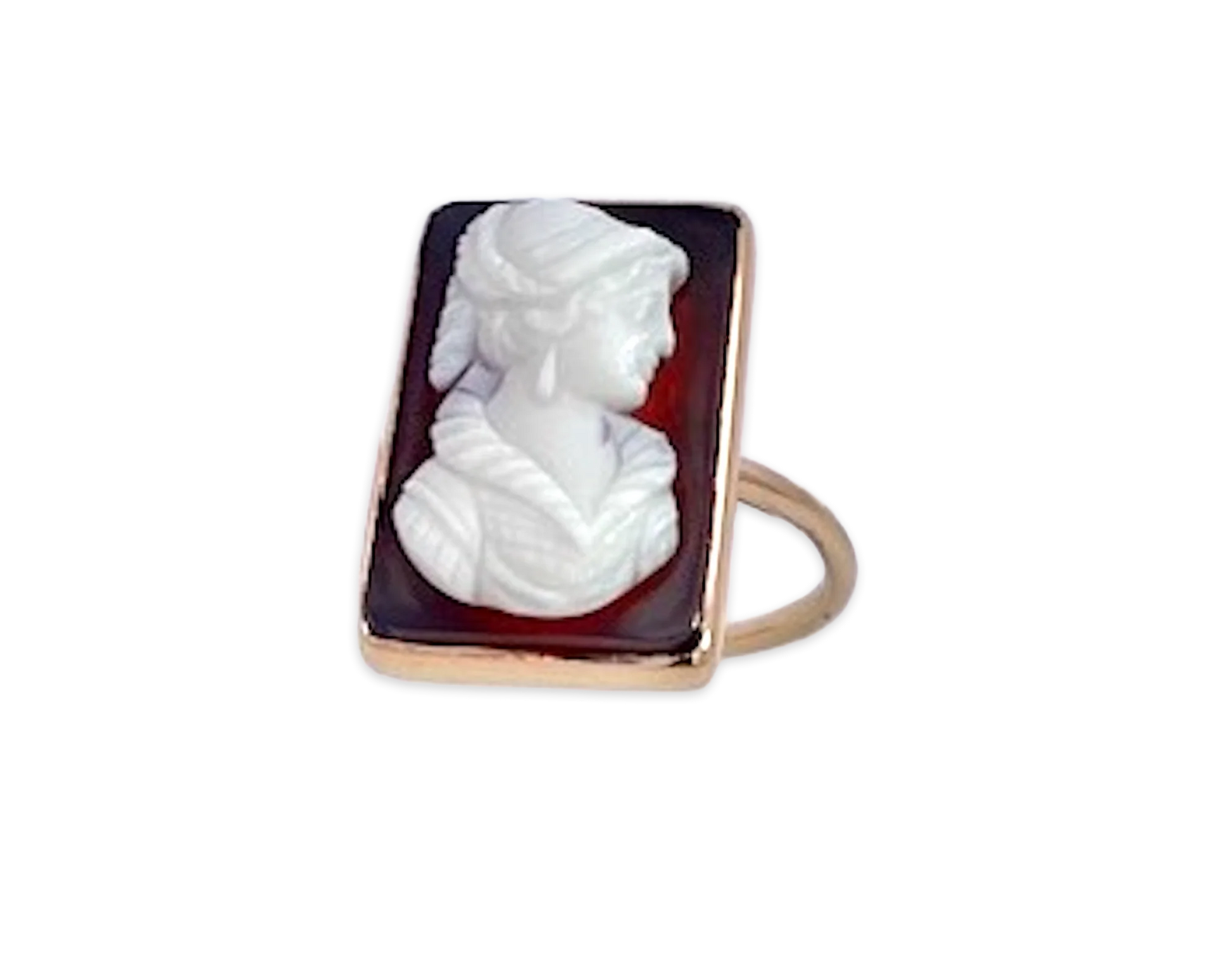 Hardstone Cameo Ring 14K Yellow Gold