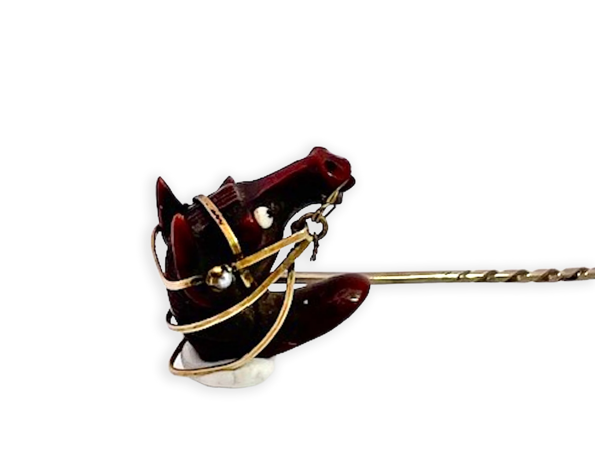 19th Century Carved Horse Head stickpin