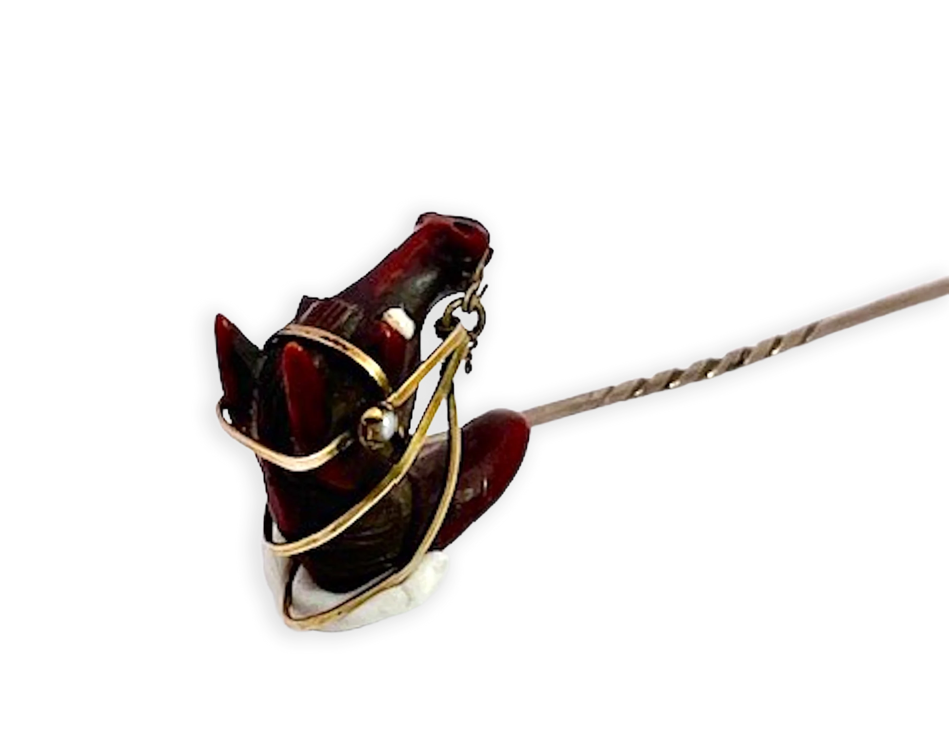 19th Century Carved Horse Head stickpin
