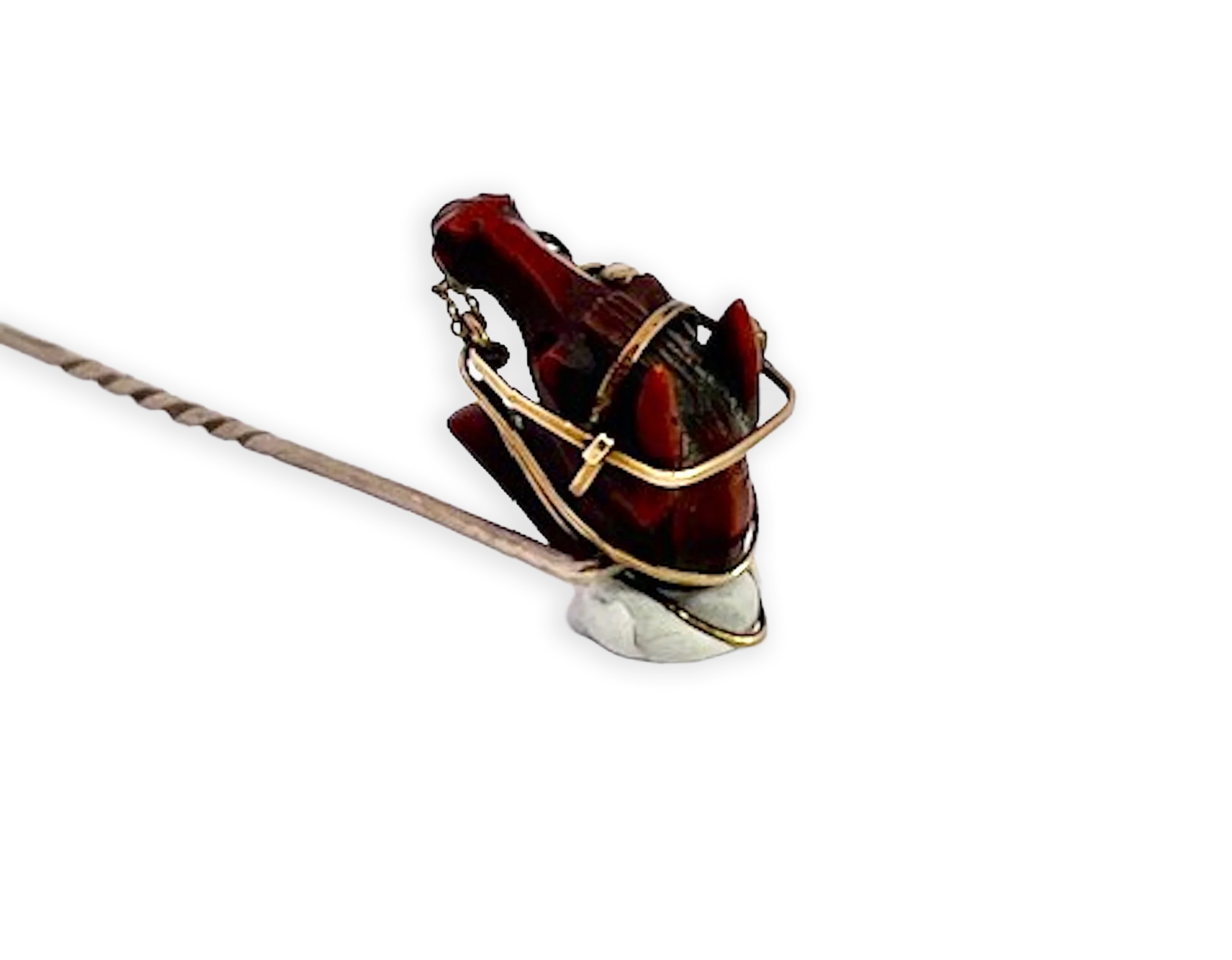 19th Century Carved Horse Head stickpin