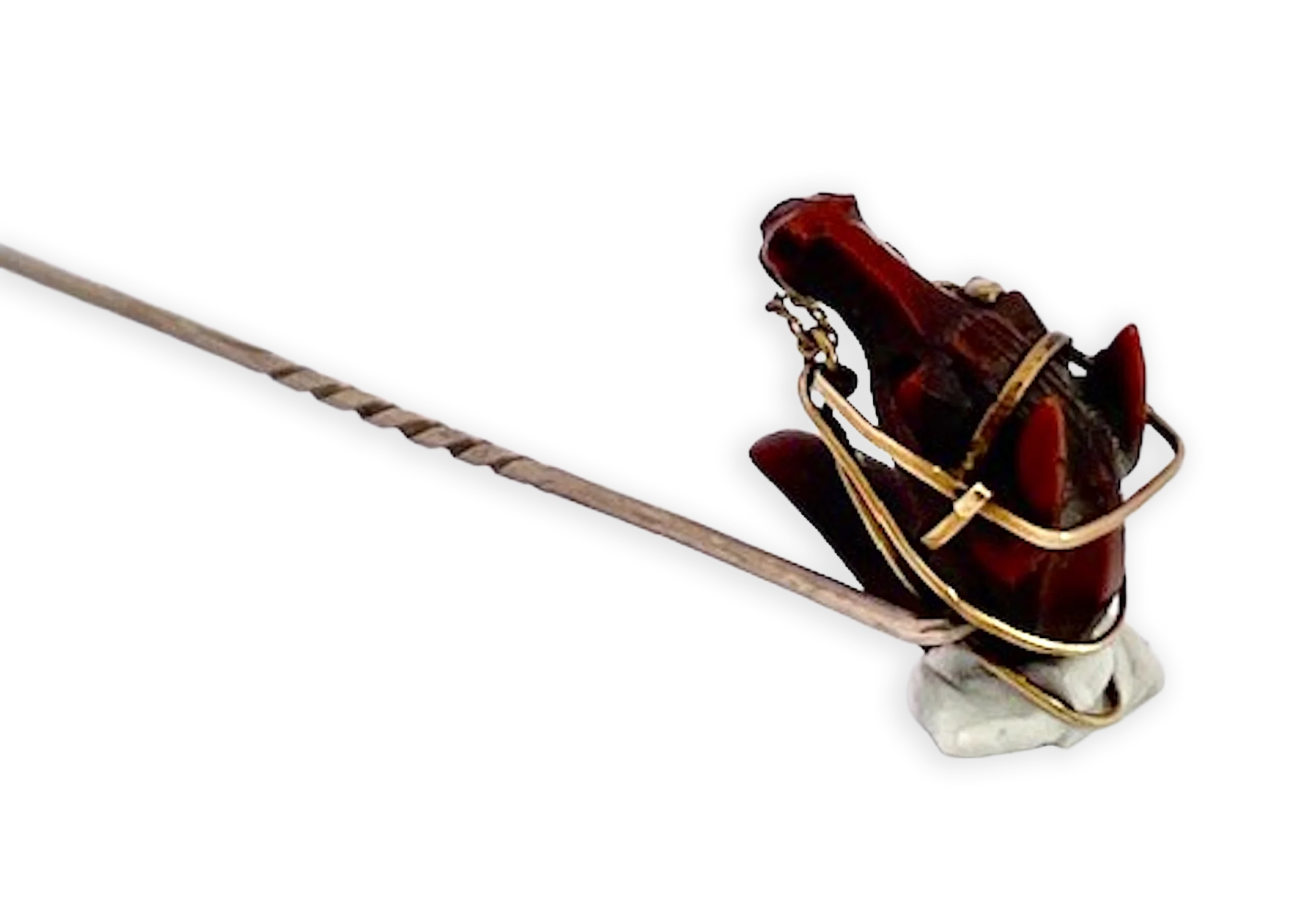 19th Century Carved Horse Head stickpin