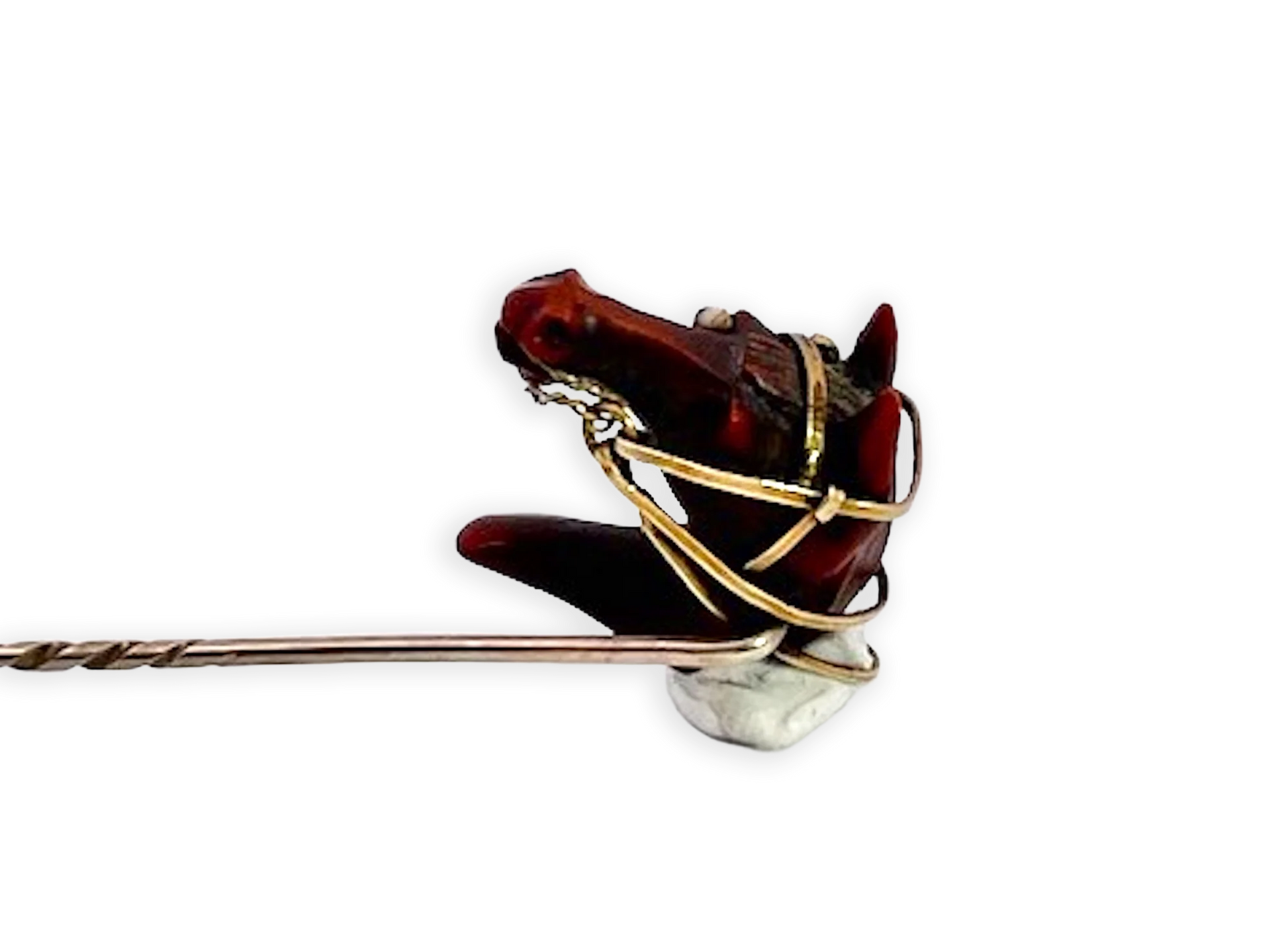 19th Century Carved Horse Head stickpin