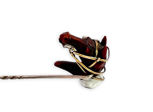 19th Century Carved Horse Head stickpin