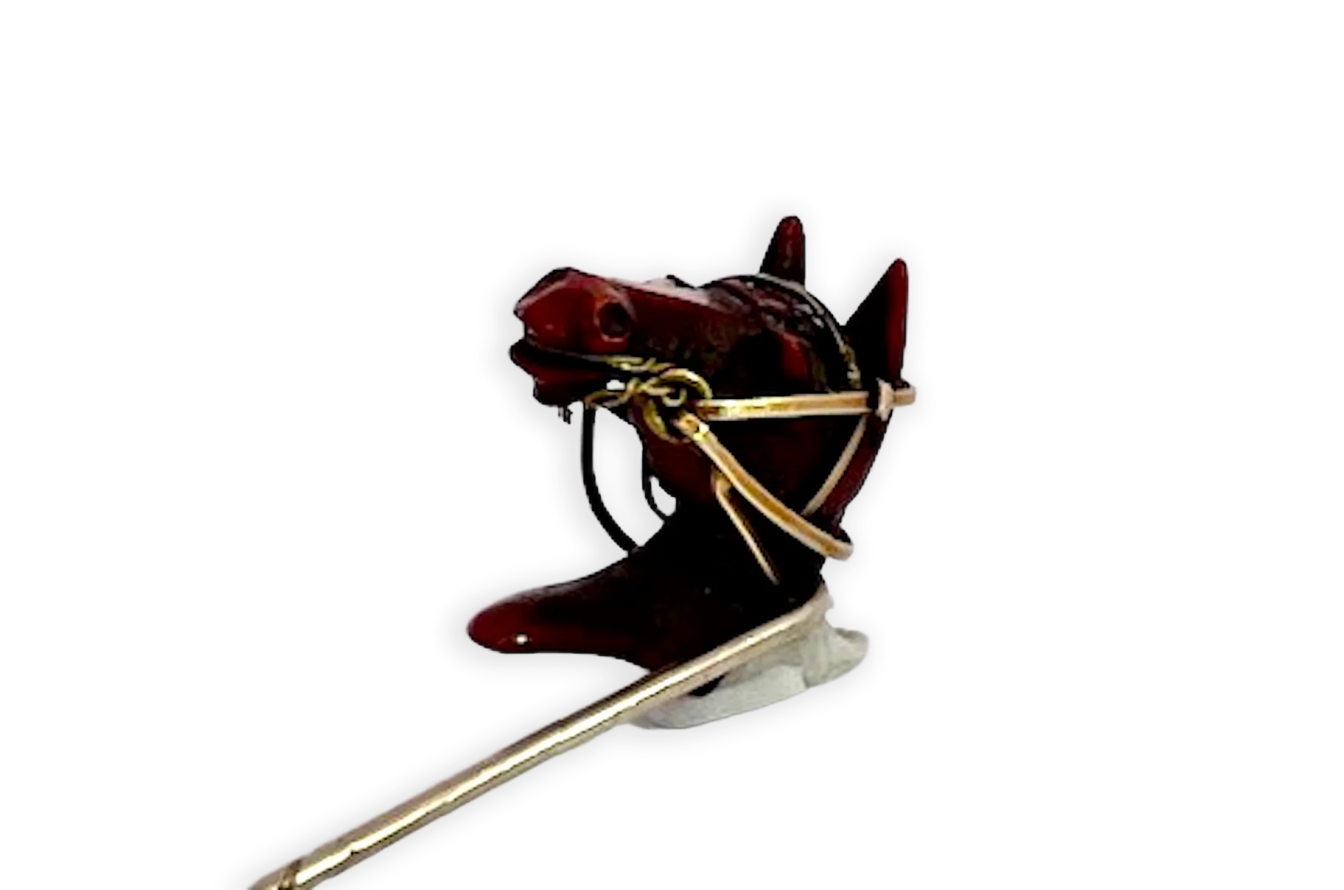 19th Century Carved Horse Head stickpin