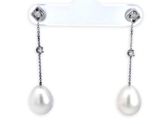 18K White Gold Pearl Drop Earrings