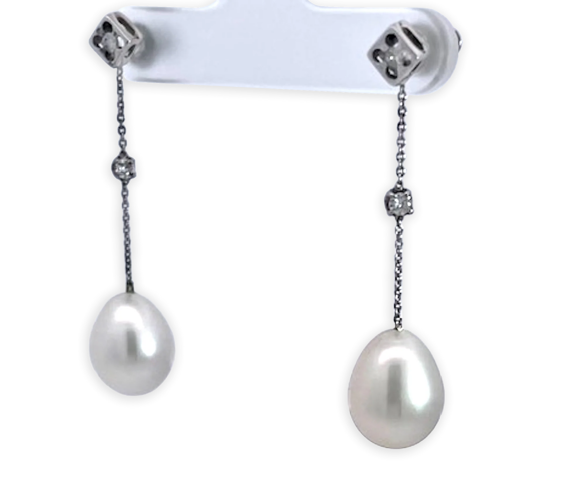 18K White Gold Pearl Drop Earrings