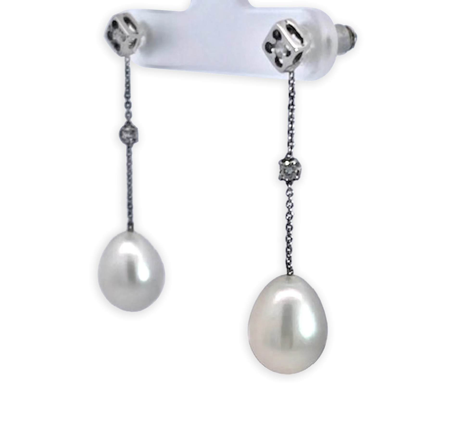 18K White Gold Pearl Drop Earrings