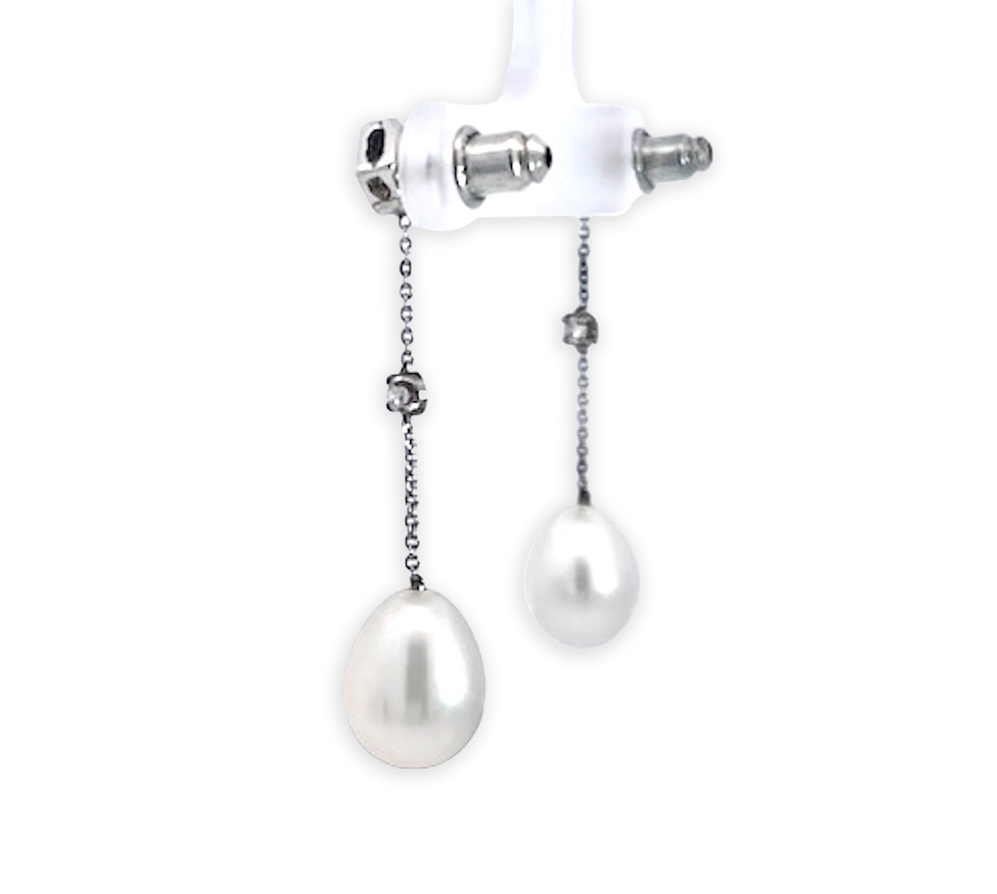 18K White Gold Pearl Drop Earrings