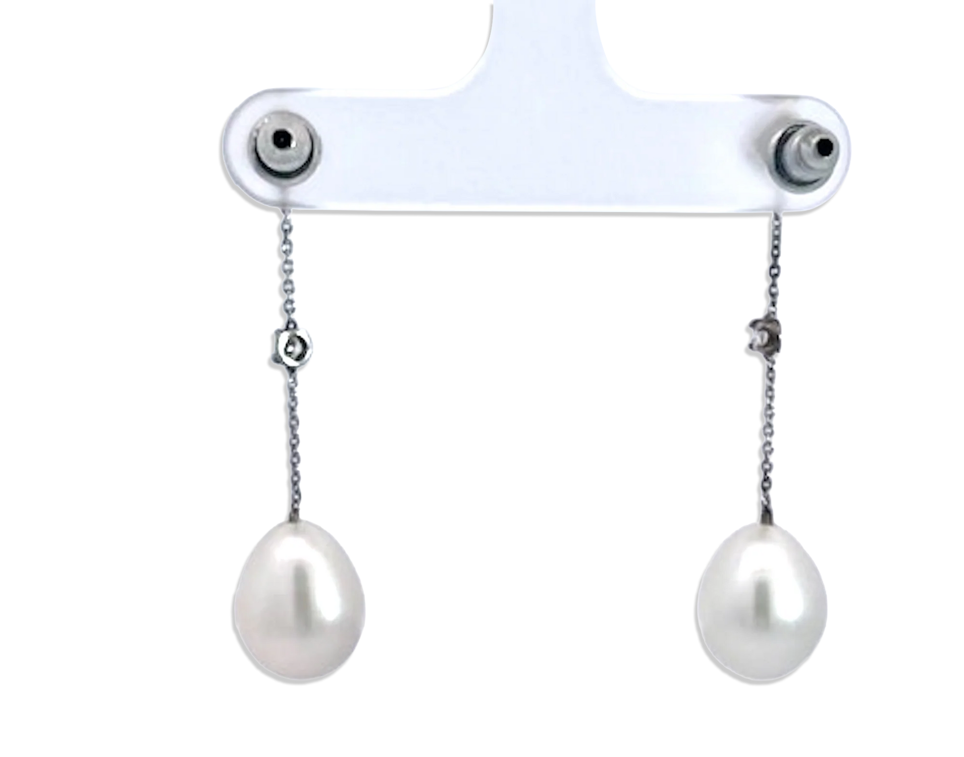 18K White Gold Pearl Drop Earrings