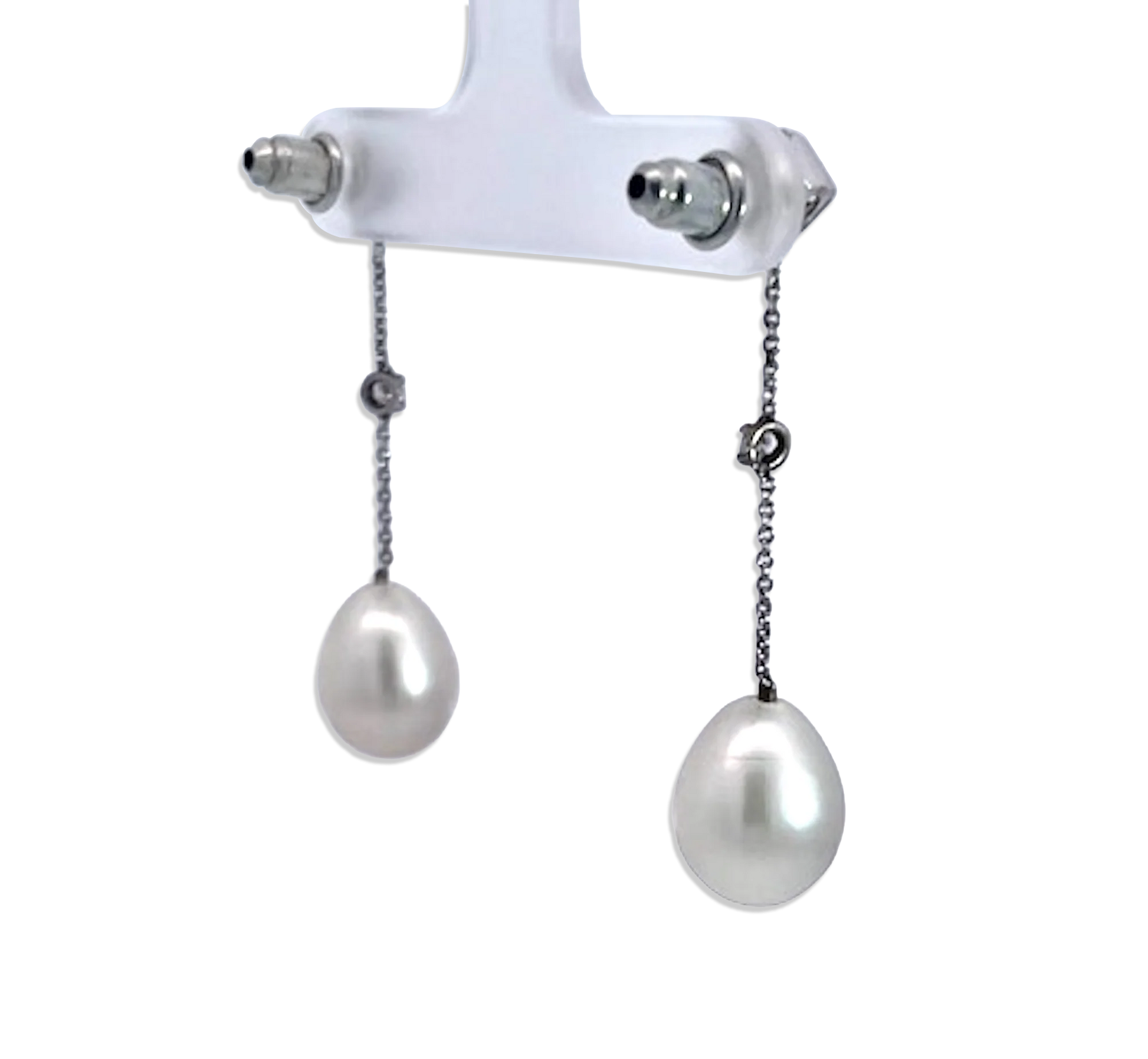 18K White Gold Pearl Drop Earrings