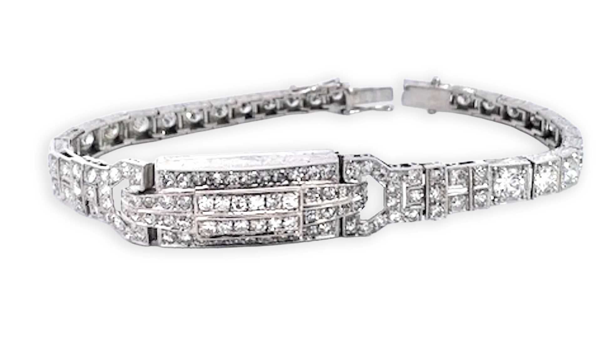 Art Deco Platinum 14K White Gold Diamond Bracelet
