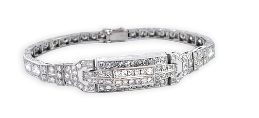 Art Deco Platinum 14K White Gold Diamond Bracelet