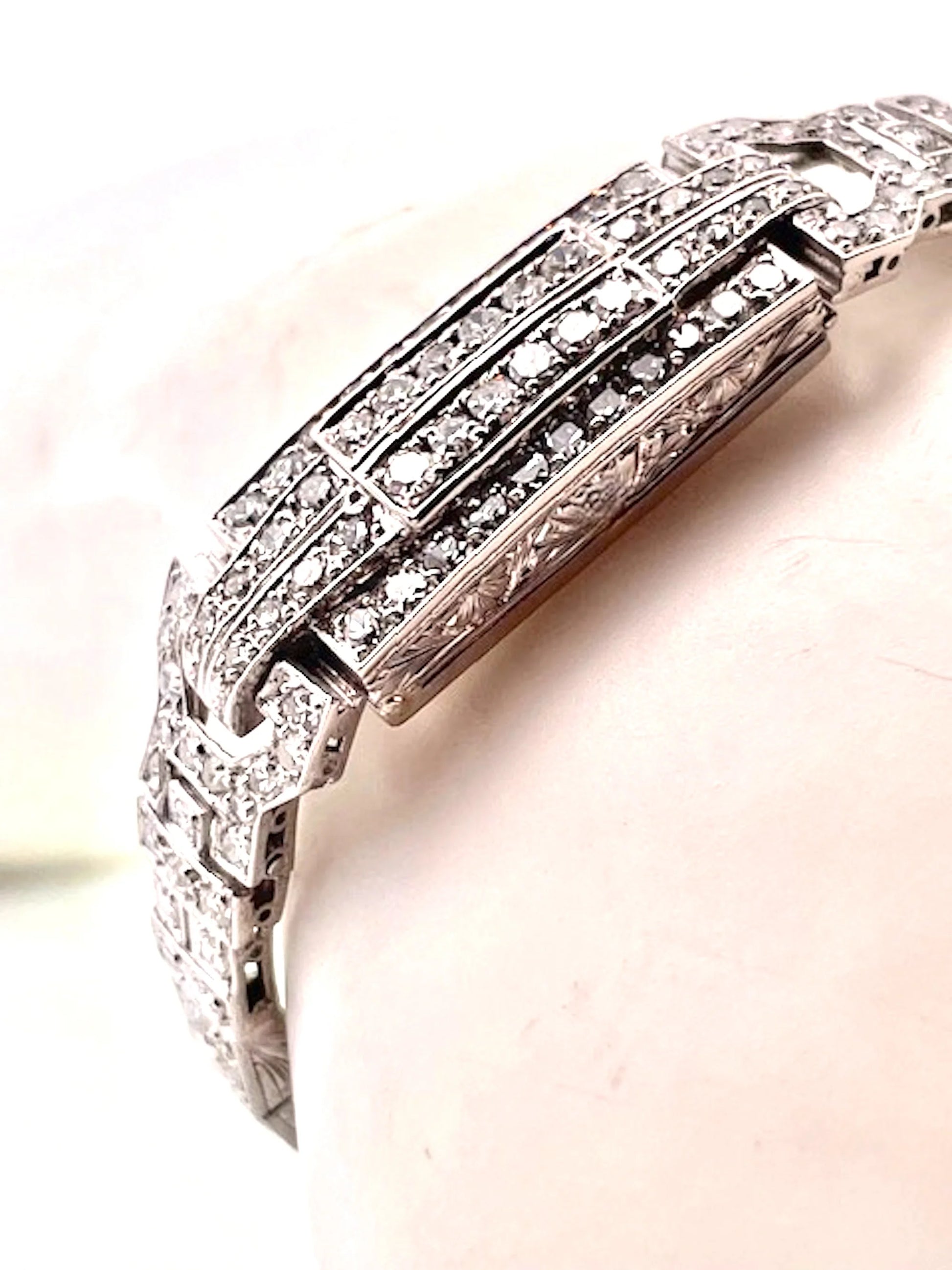 Art Deco Platinum 14K White Gold Diamond Bracelet