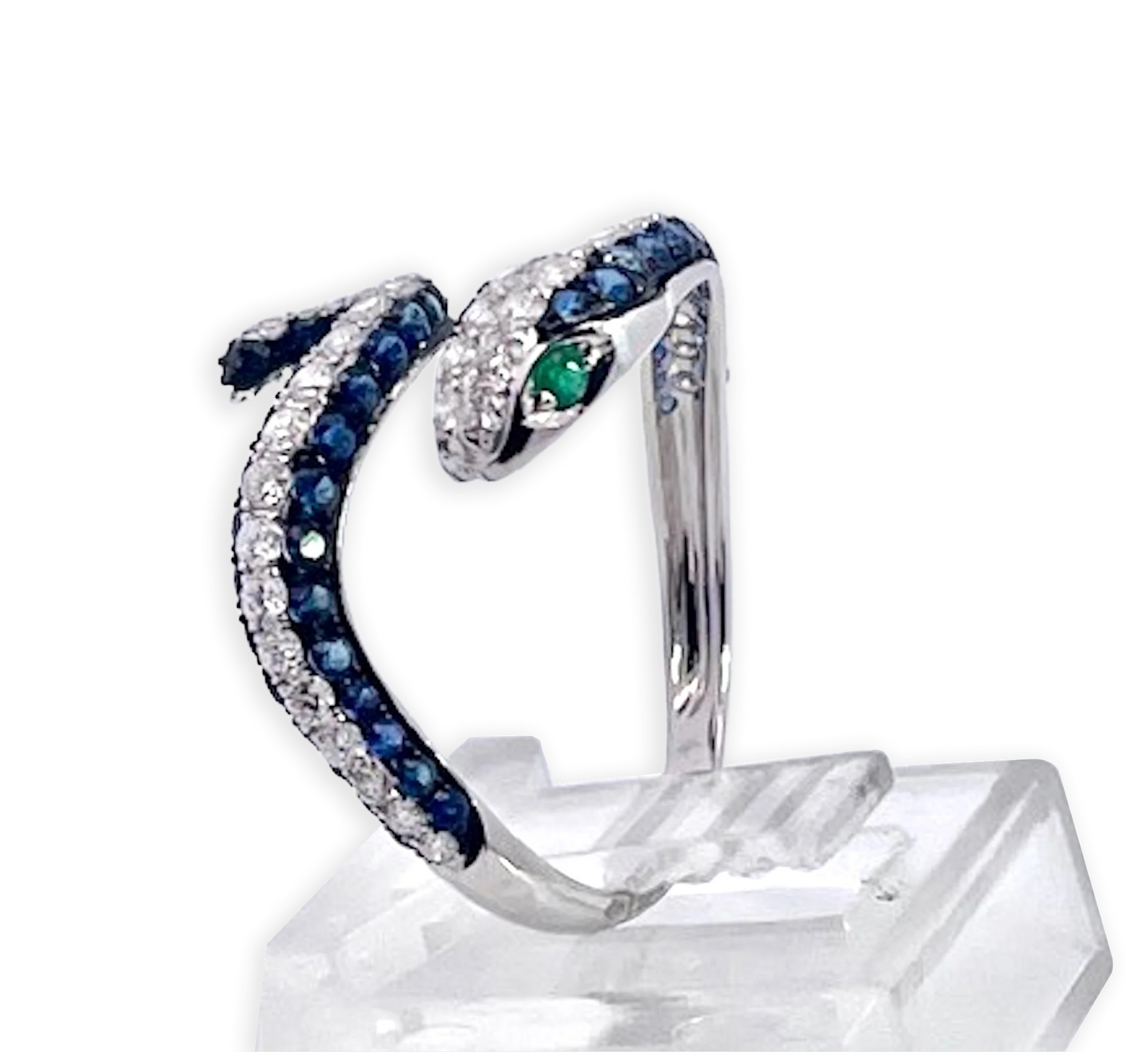Sapphire Diamond Snake Ring 18K