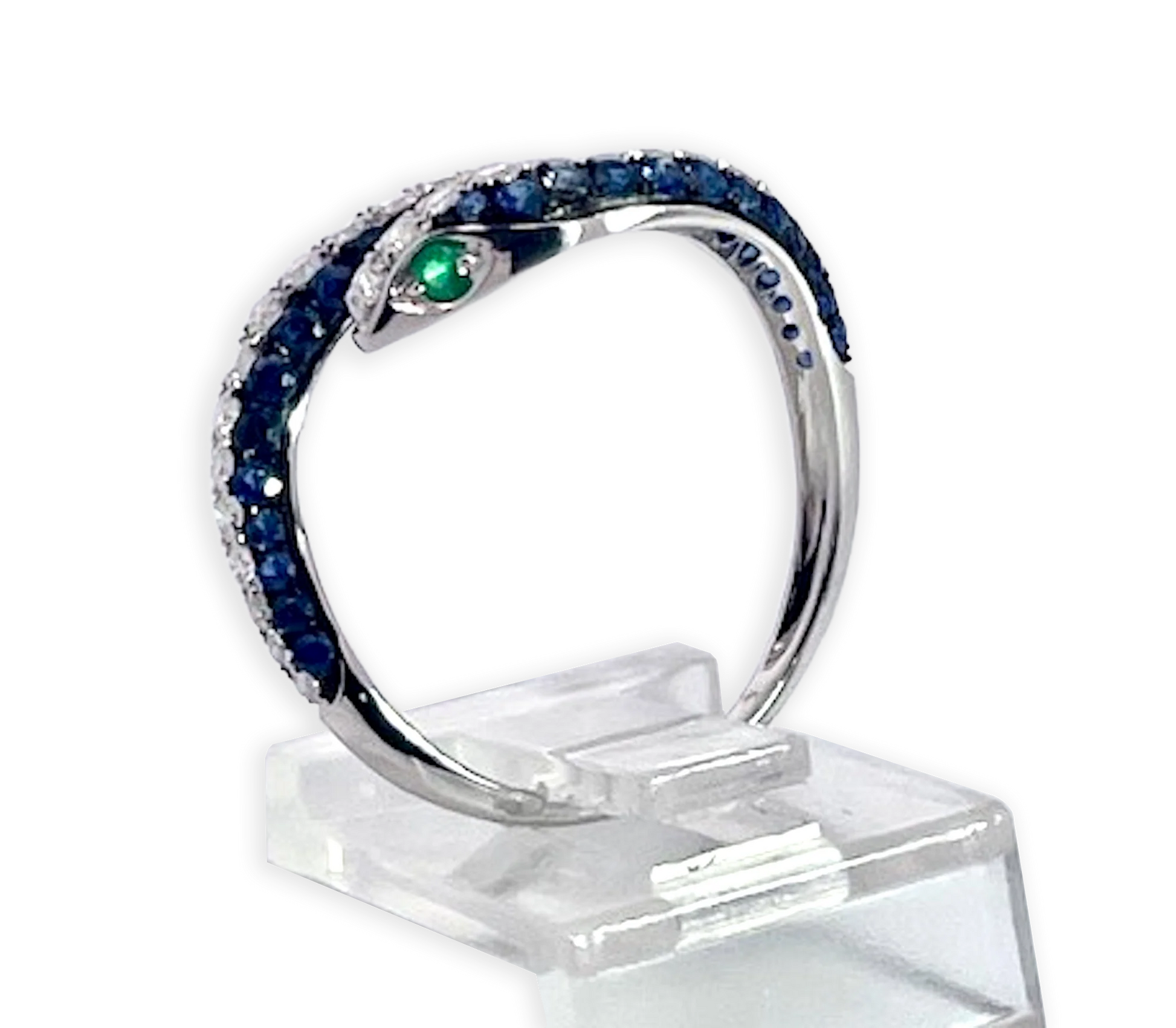 Sapphire Diamond Snake Ring 18K