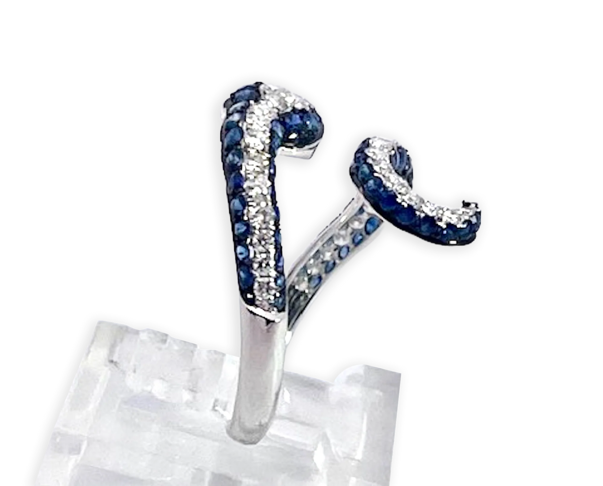 Sapphire Diamond Snake Ring 18K