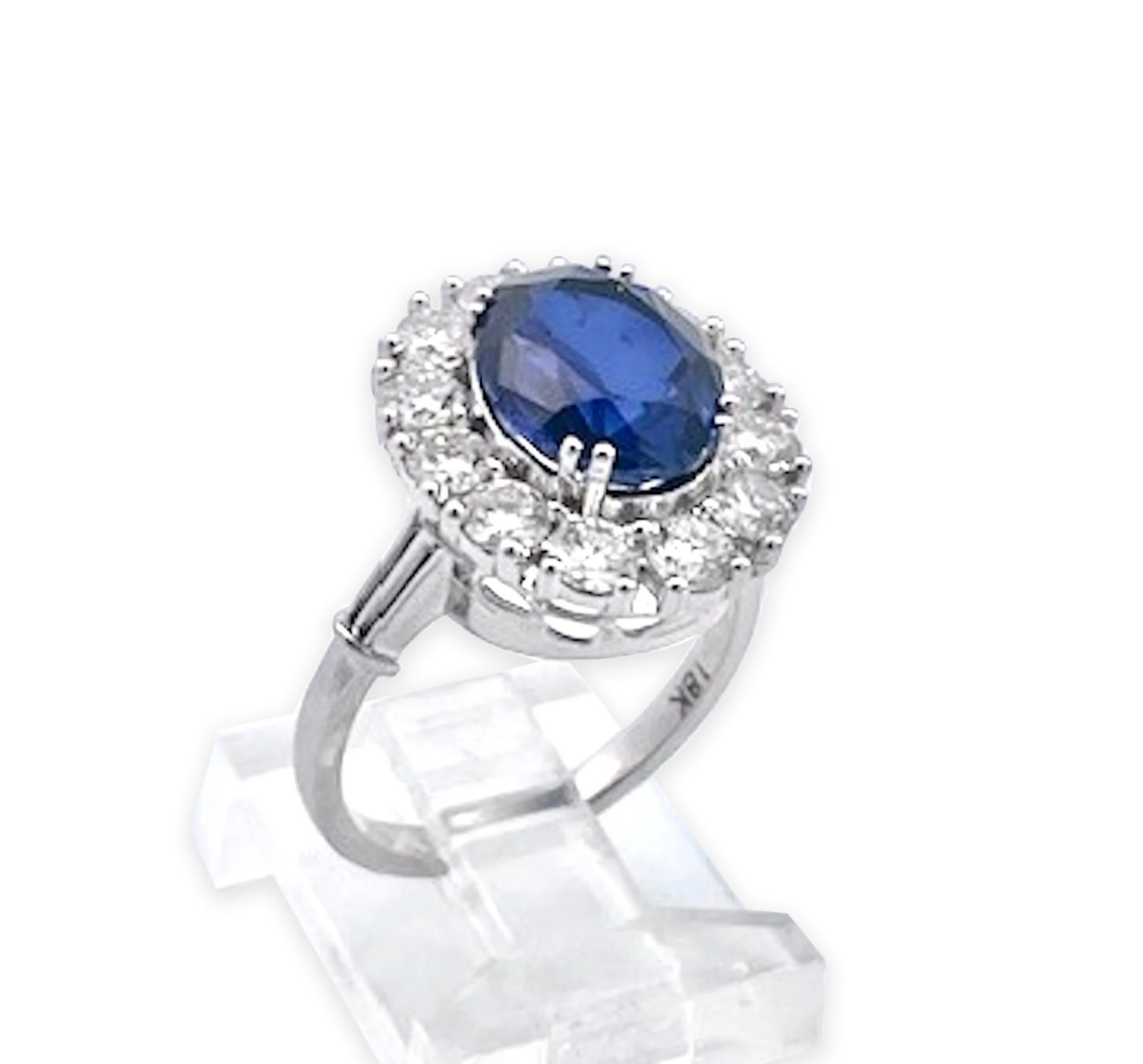 18K White Gold Deep Blue Sapphire Ring