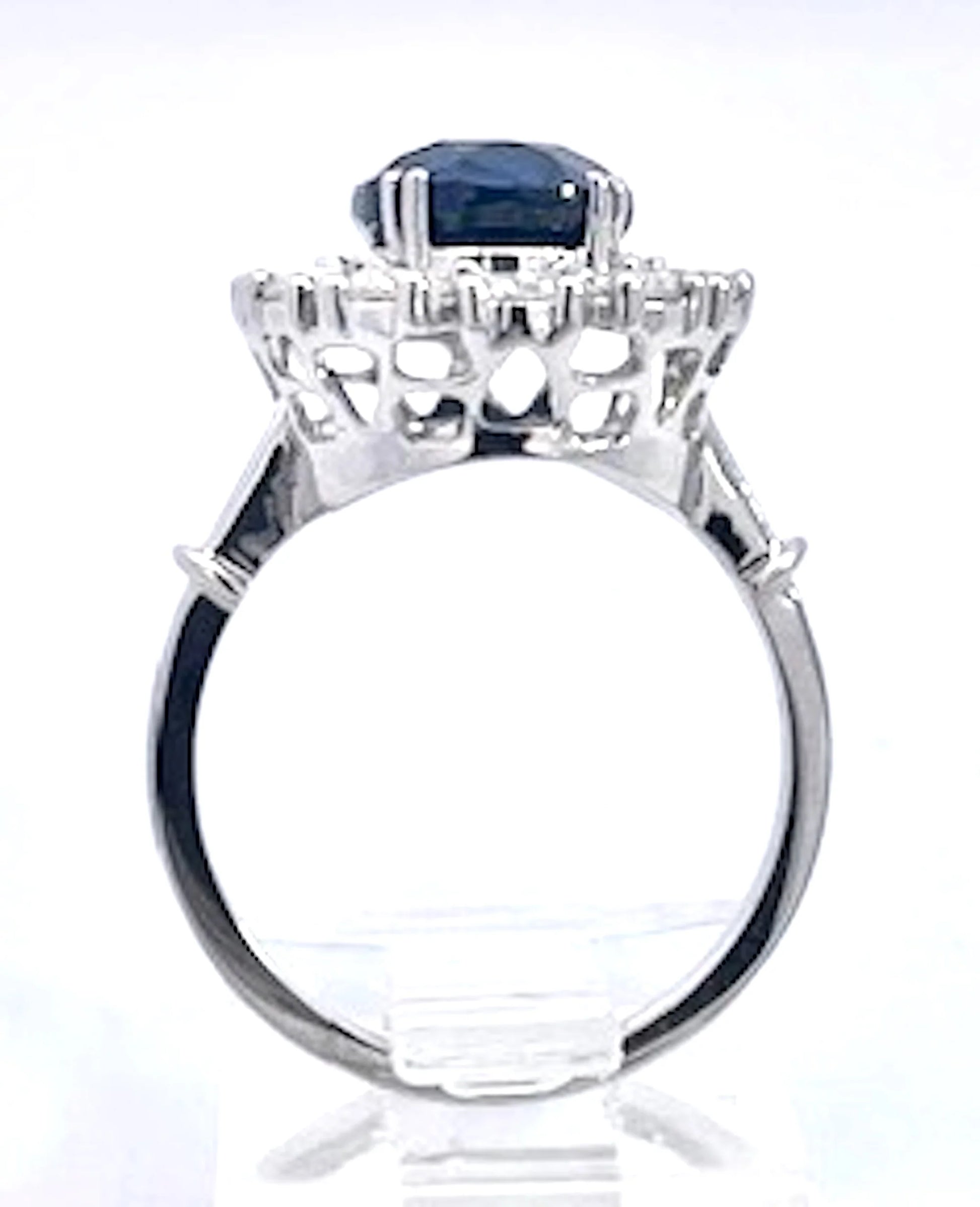 18K White Gold Deep Blue Sapphire Ring