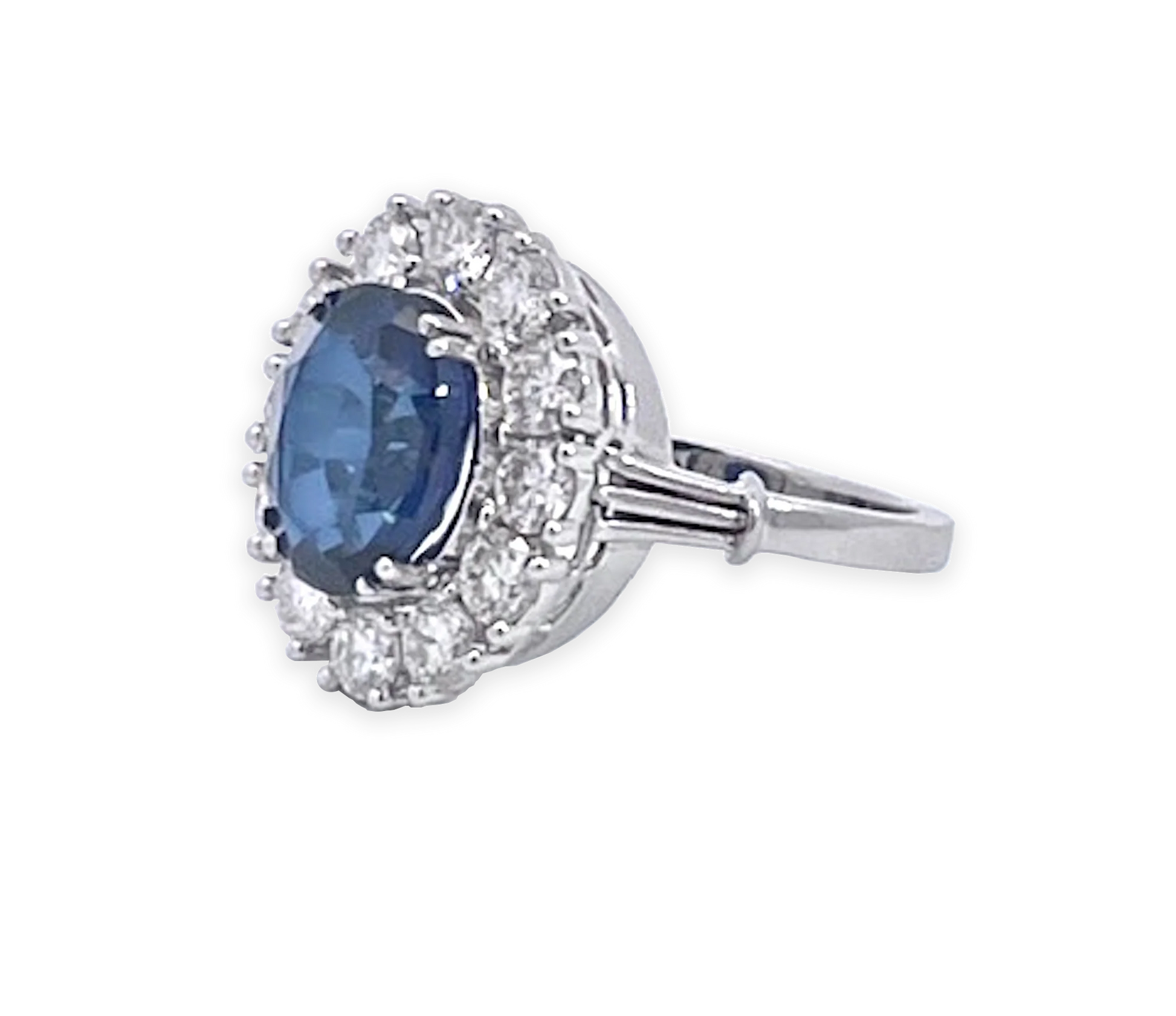 18K White Gold Deep Blue Sapphire Ring