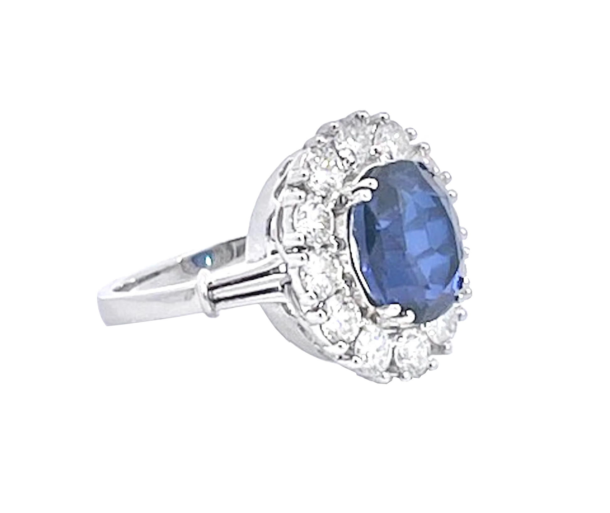 18K White Gold Deep Blue Sapphire Ring