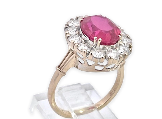 18K Yellow Gold Ruby and Diamond Ring